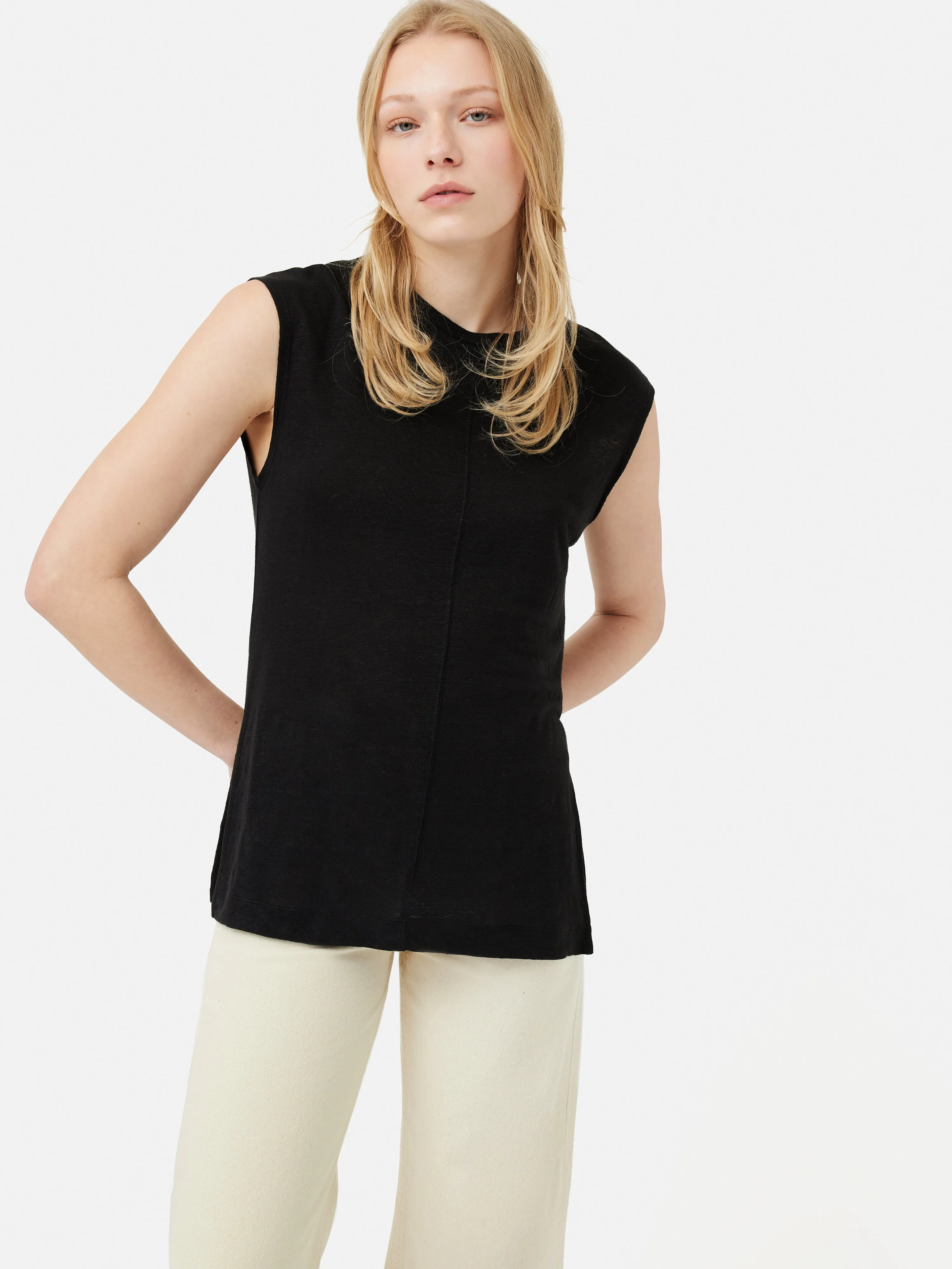 Linen Tunic Tee | Black sold by Jigsaw