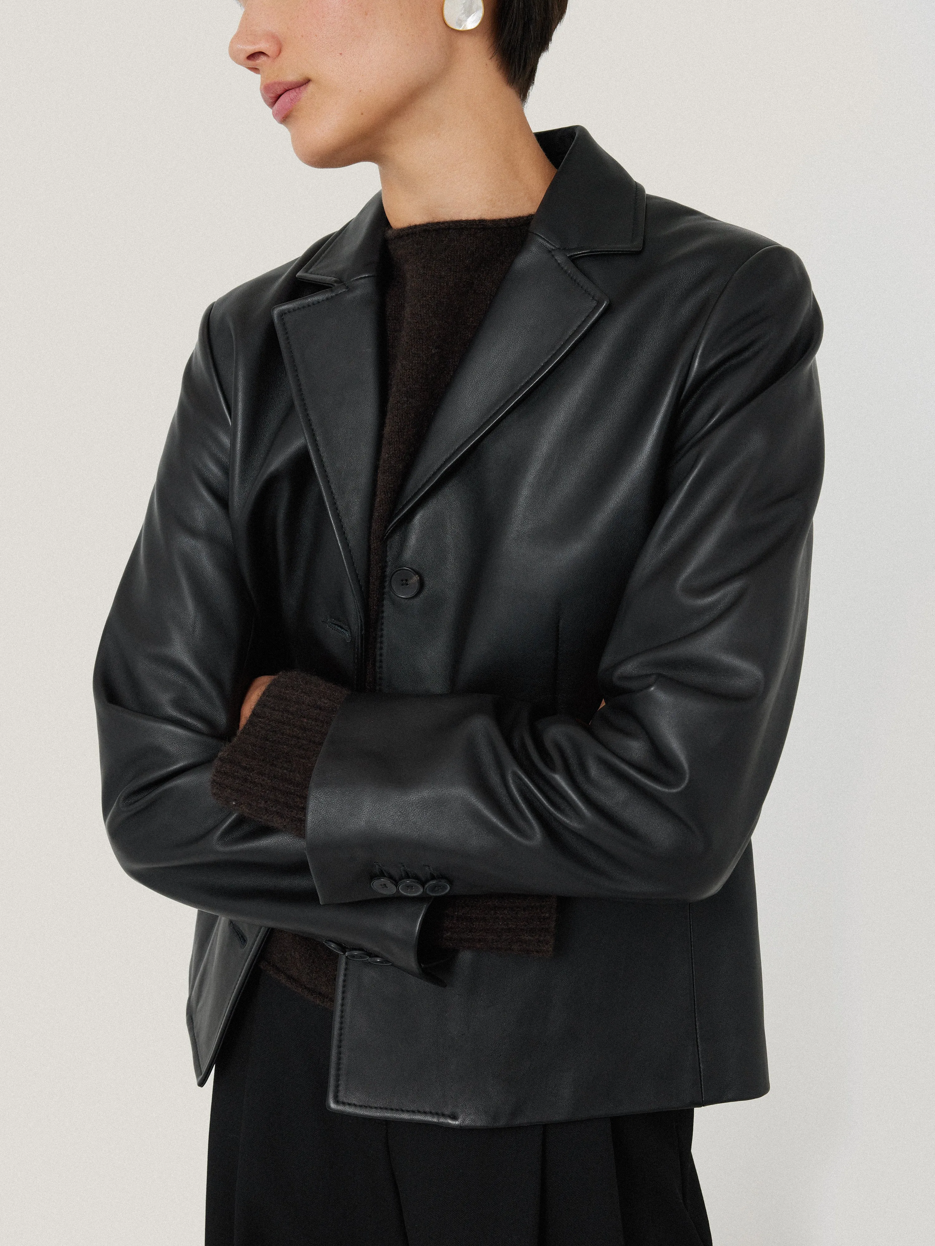 Leather Tailored Blazer | Black sold by Jigsaw product image thumbnail 4