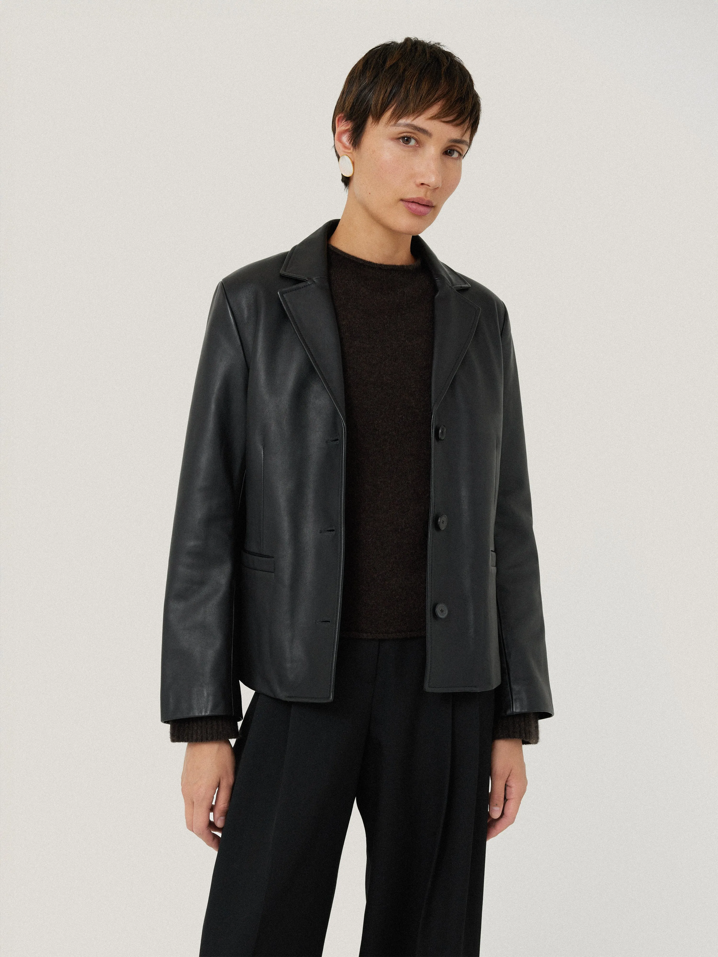 Leather Tailored Blazer | Black sold by Jigsaw