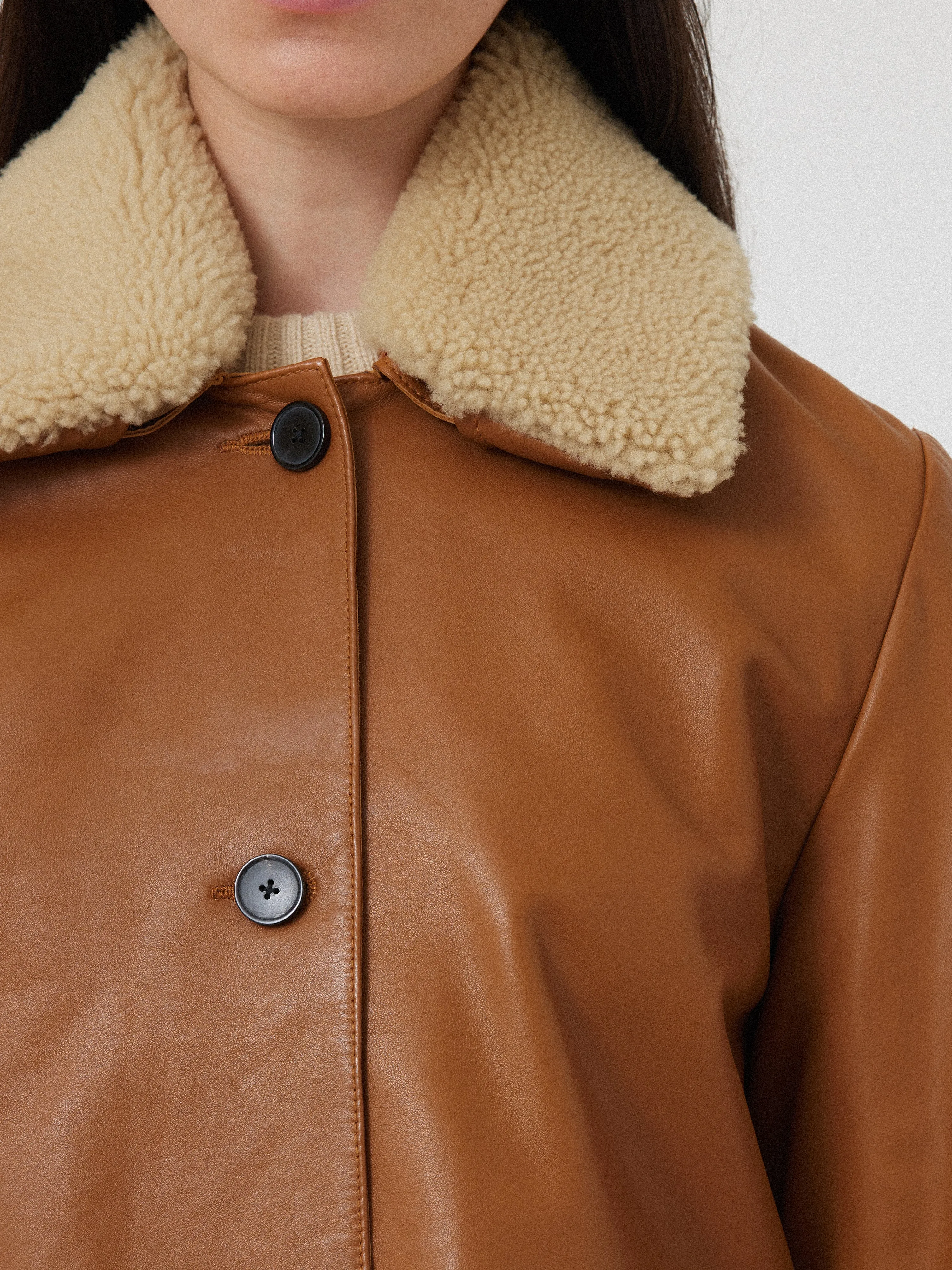 Leather Cropped Jacket | Ginger sold by Jigsaw product image thumbnail 2