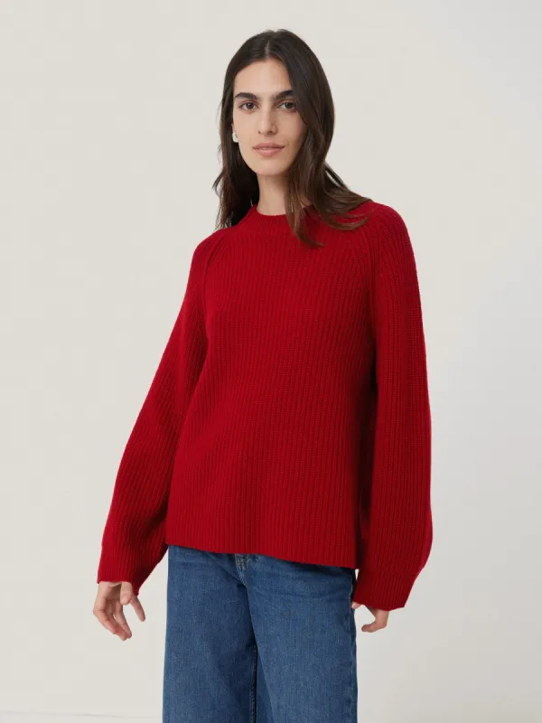 Fishermans Rib Crew Jumper | Red sold by Jigsaw