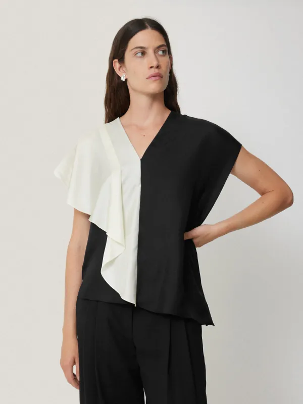 Sculptural Silk Twill Top | Monochrome sold by Jigsaw