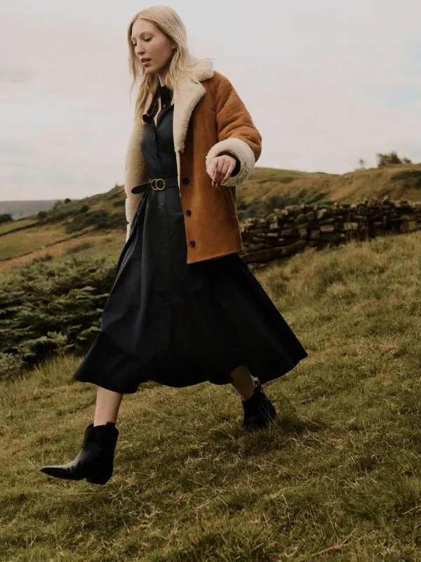 Merino Shearling Leather Coat | Ginger sold by Jigsaw