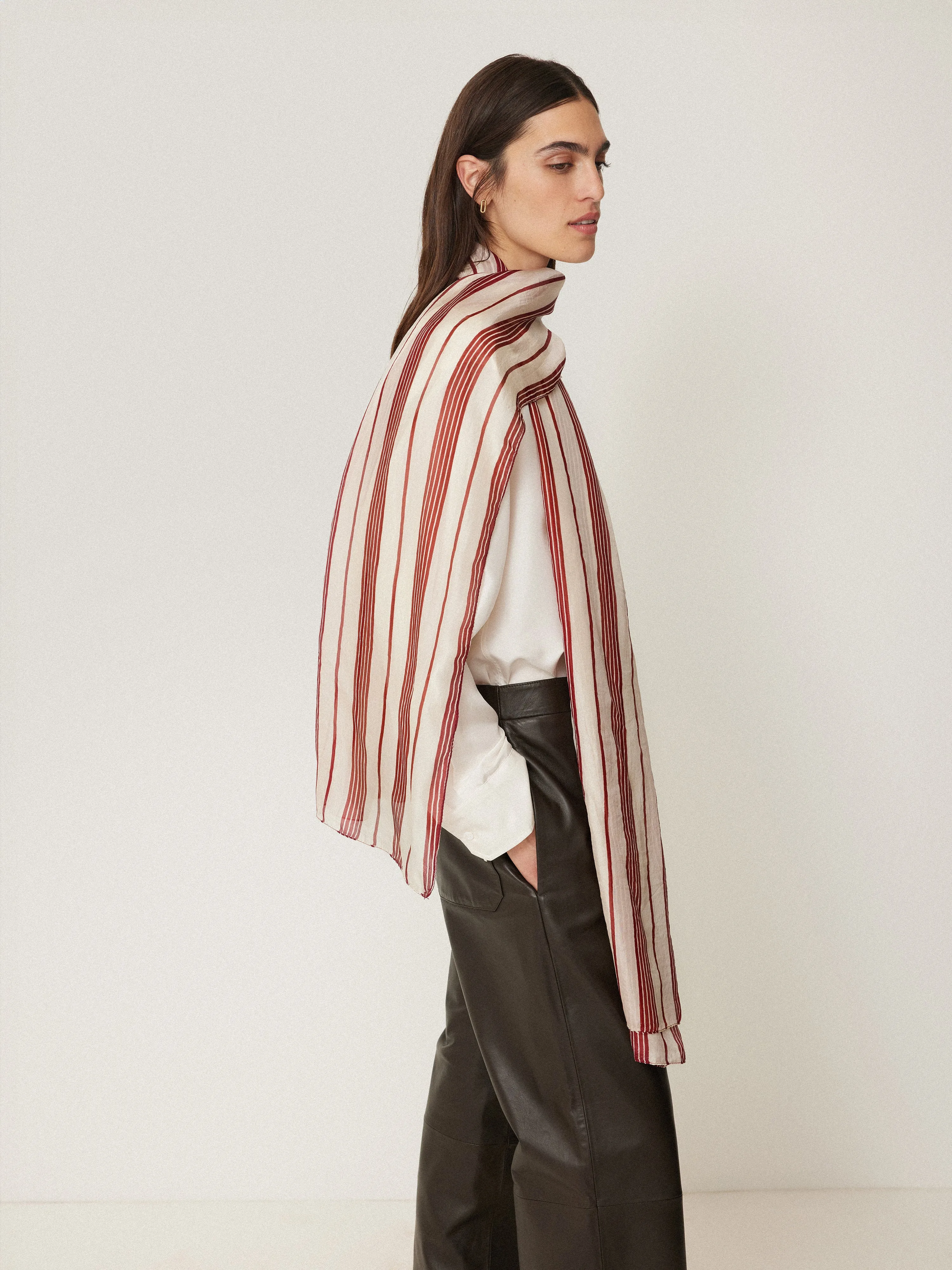 Cassis Stripe Silk Scarf | Red sold by Jigsaw product image thumbnail 2