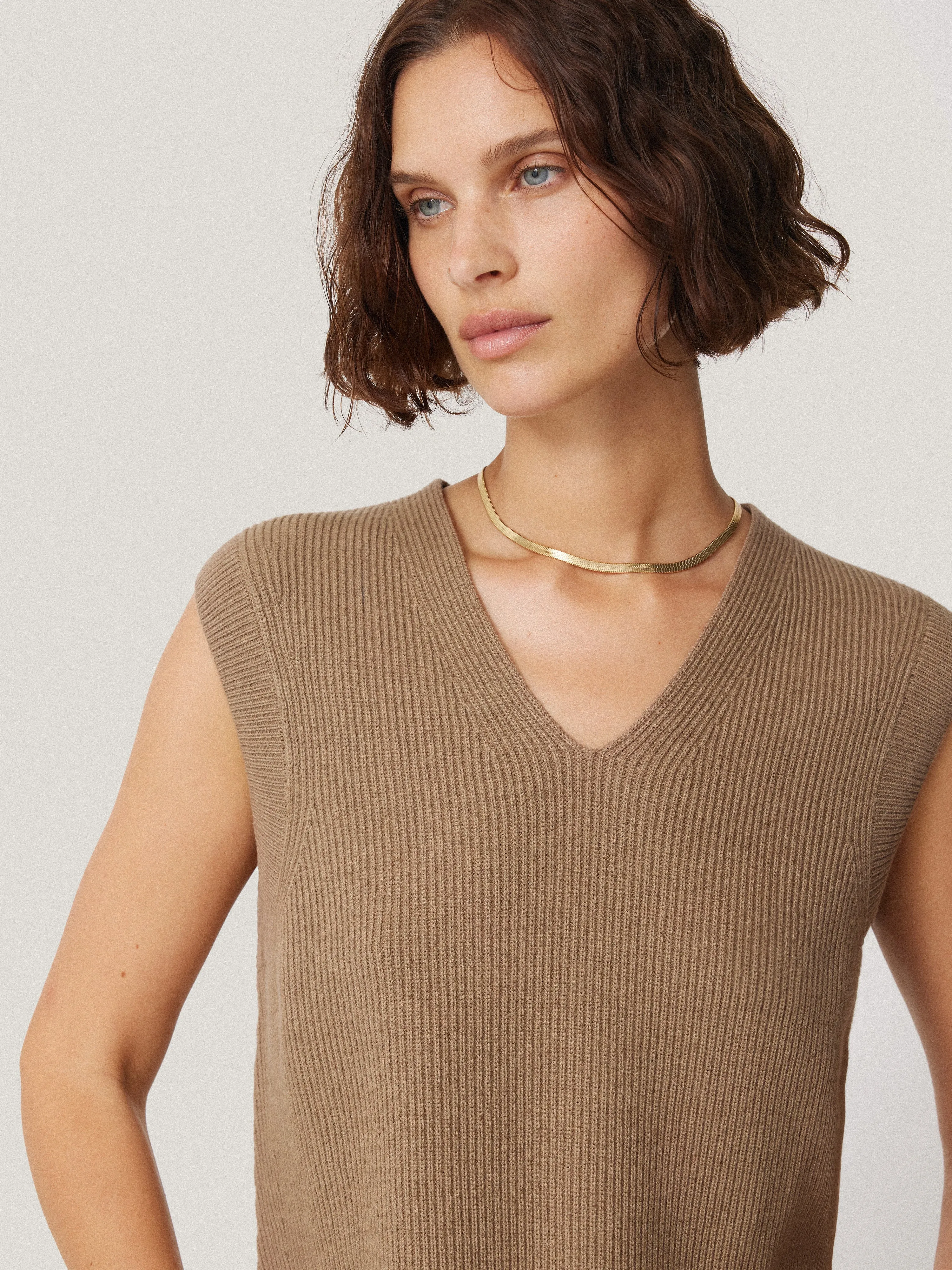 Cotton Blend V Neck Tank | Neutral sold by Jigsaw product image thumbnail 2