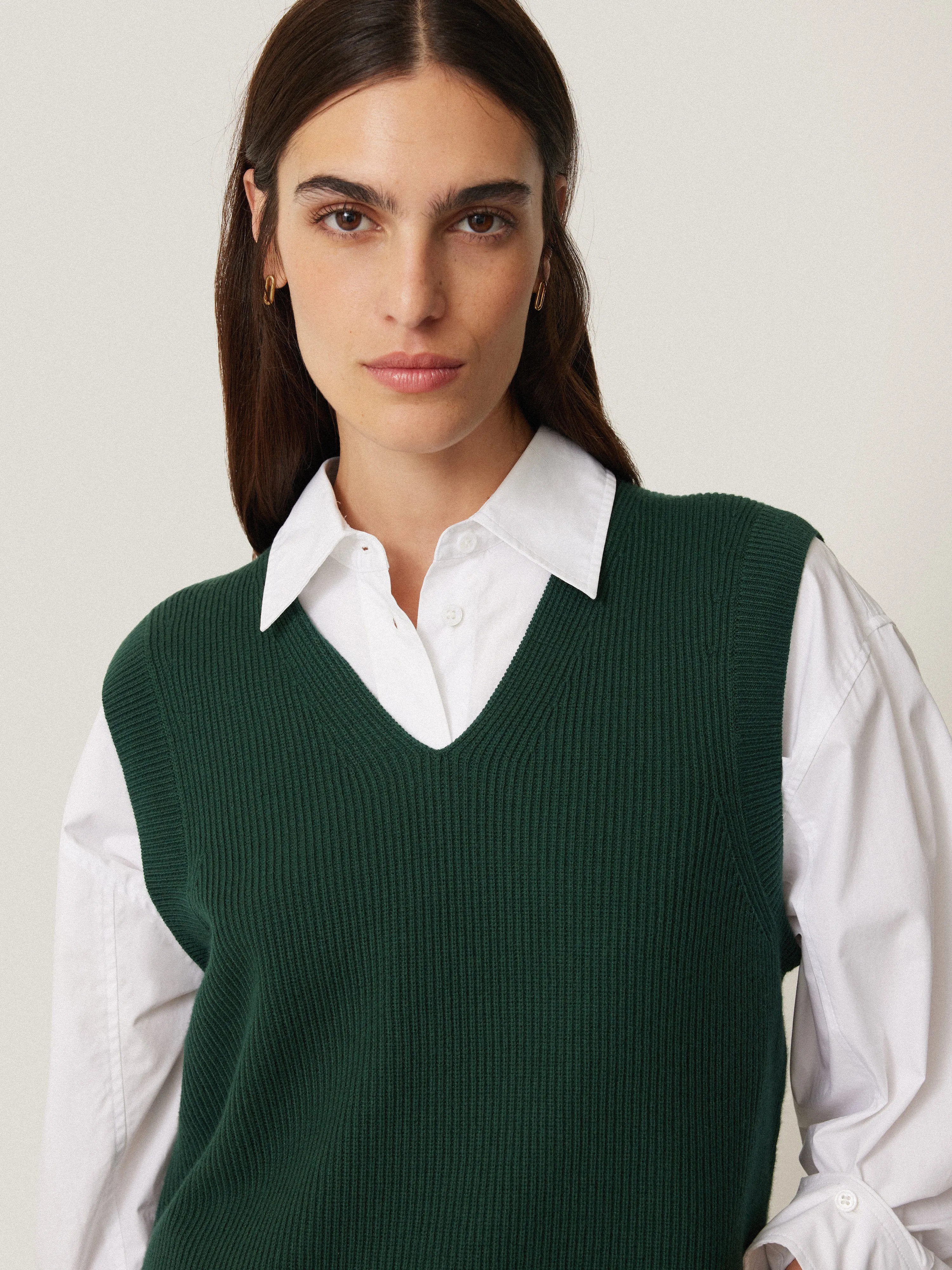 Cotton Blend V Neck Tank | Dark Green sold by Jigsaw product image thumbnail 2