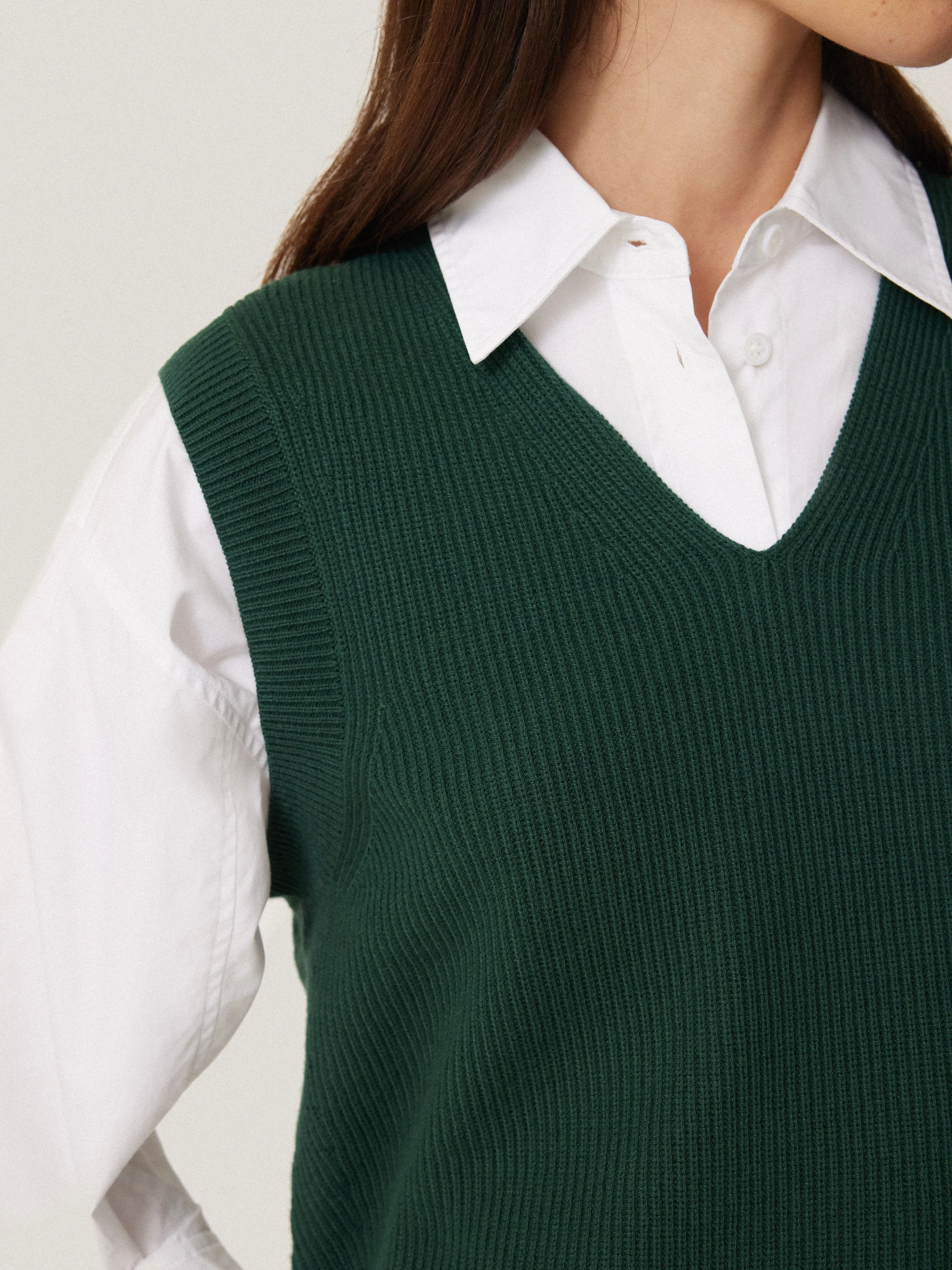 Cotton Blend V Neck Tank | Dark Green sold by Jigsaw product image thumbnail 4