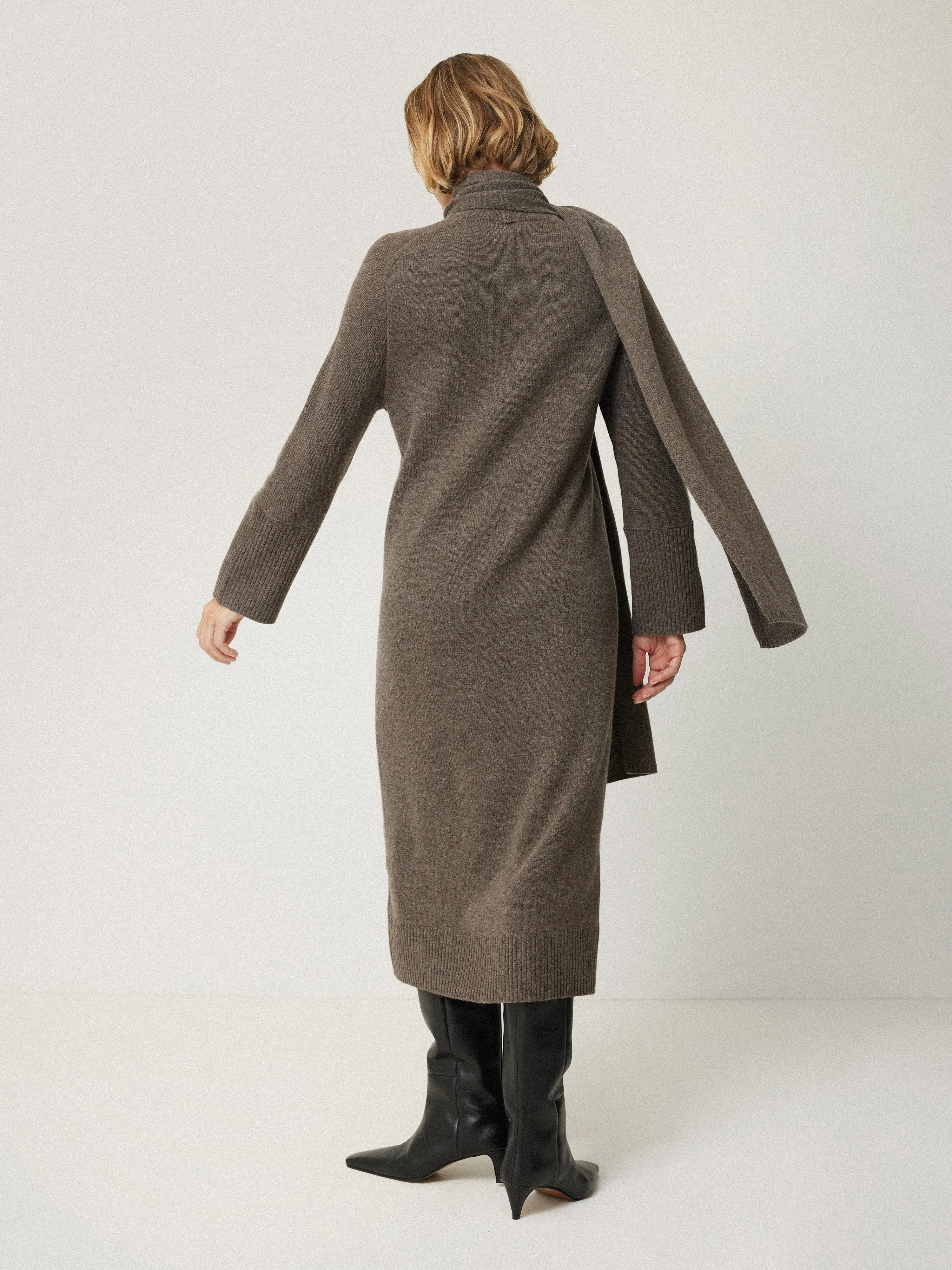 Soft Wool Scarf Jumper Dress | Taupe sold by Jigsaw product image thumbnail 5