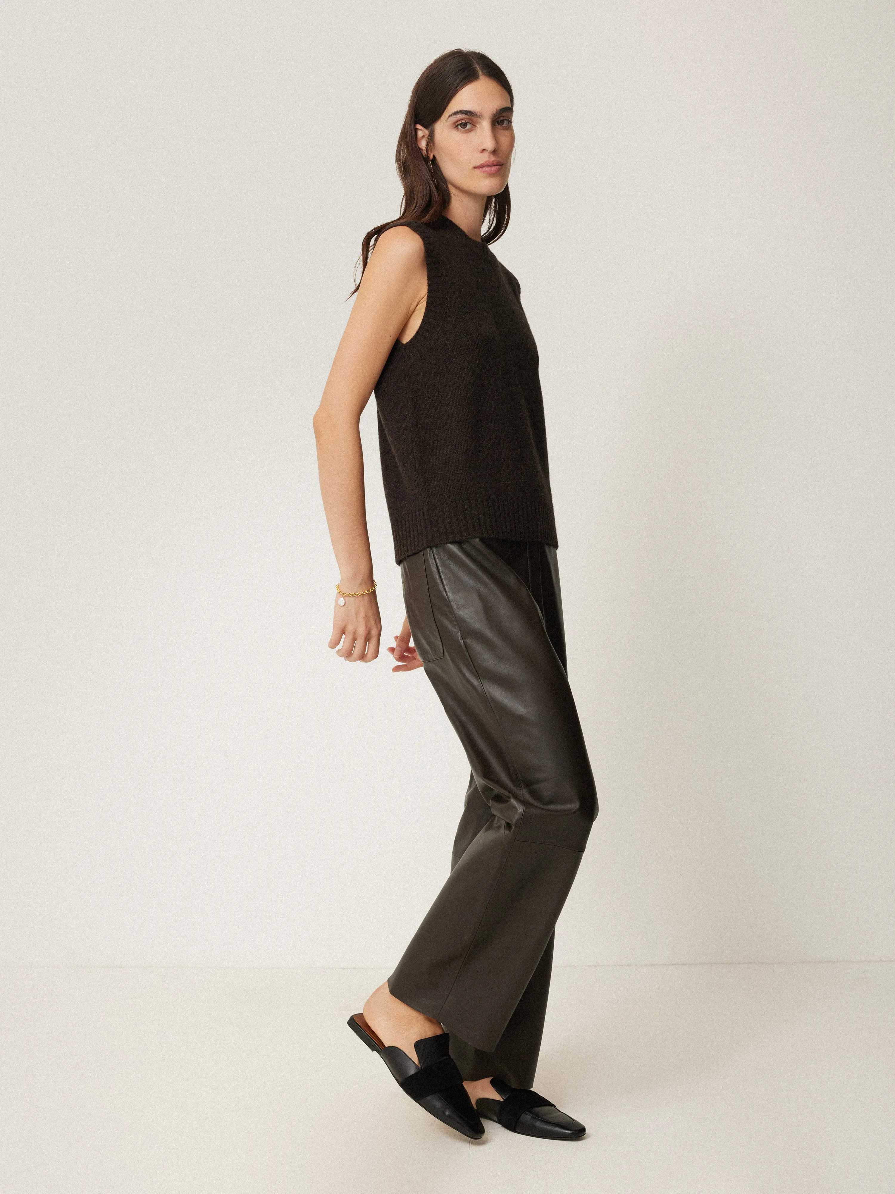 Cashmere Crew Neck Tank | Dark Brown sold by Jigsaw product image thumbnail 3