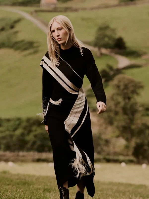 Opera Scarf Knitted Dress | Black sold by Jigsaw