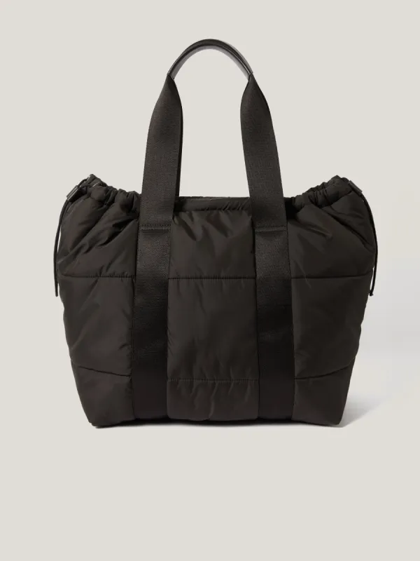 Nylon Quilted Drawstring Tote | Chocolate sold by Jigsaw