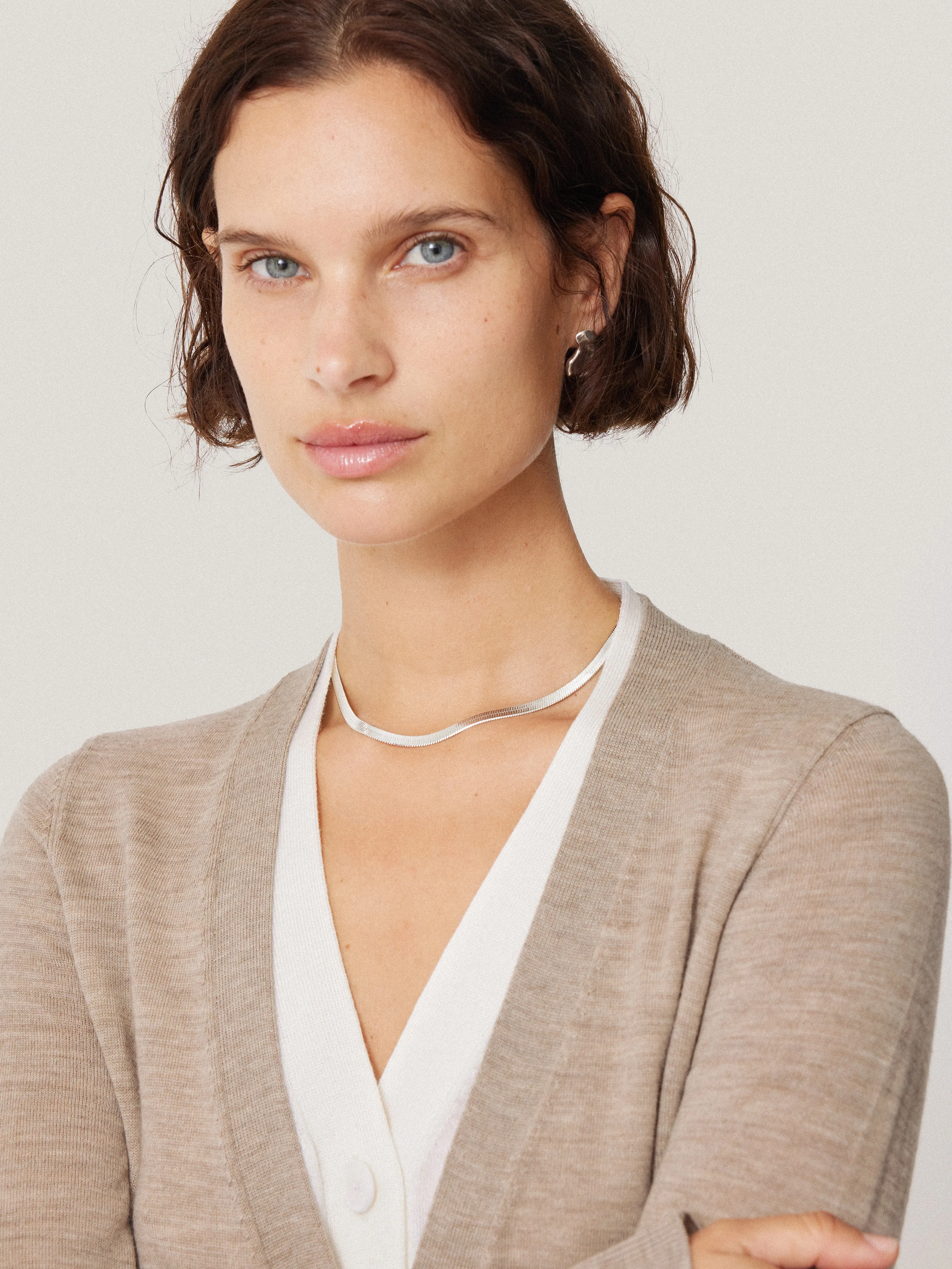 Merino Double Front Cardigan | Stone sold by Jigsaw product image thumbnail 3