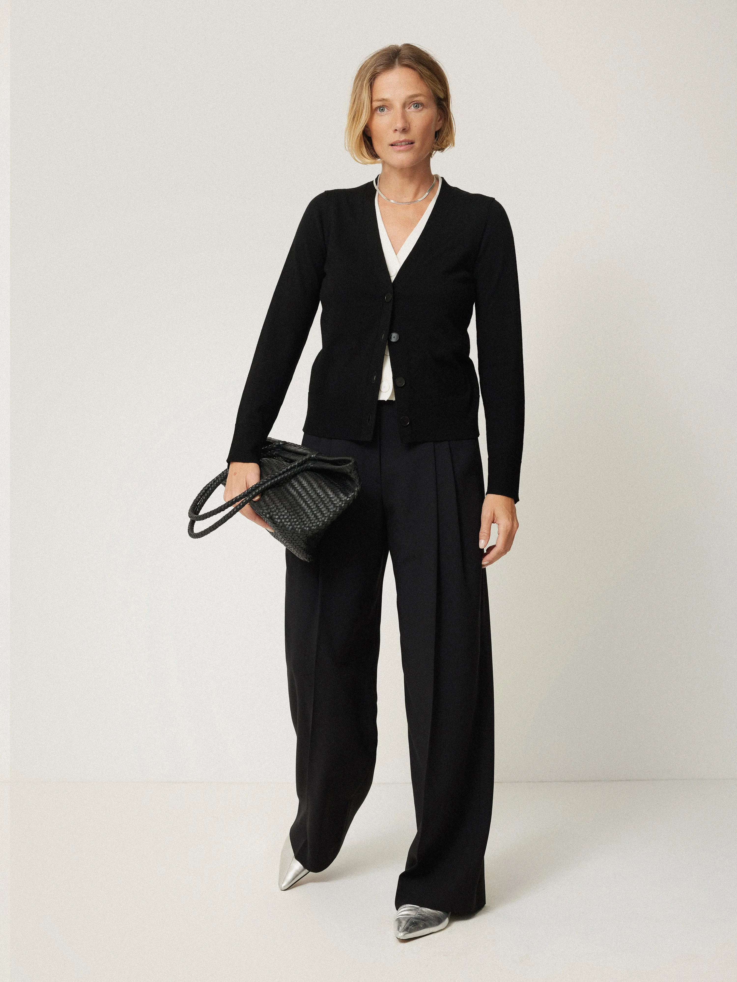Merino Double Front Cardigan | Black sold by Jigsaw product image thumbnail 3