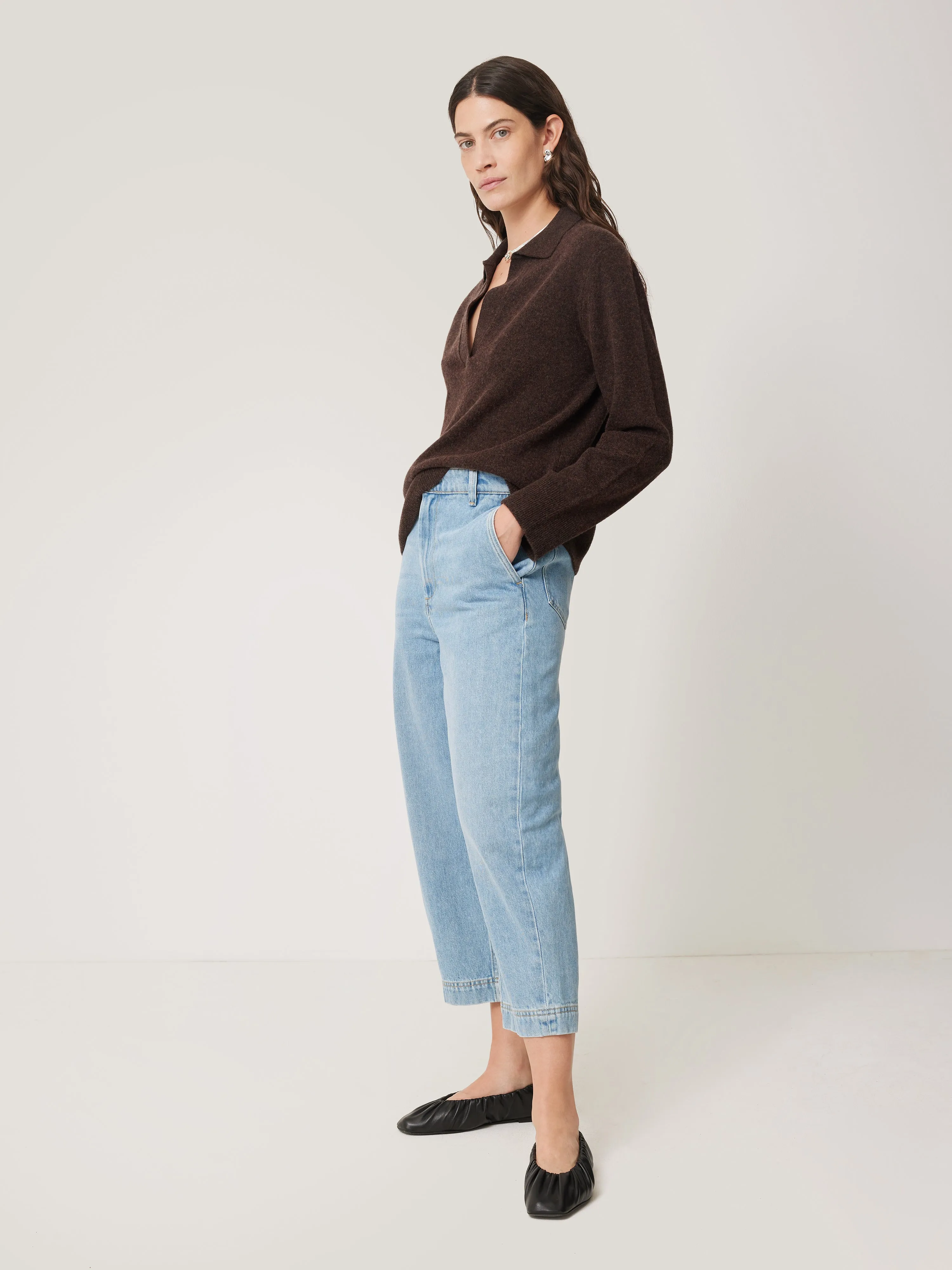 Compact Wool Collar Jumper | Brown sold by Jigsaw product image thumbnail 5