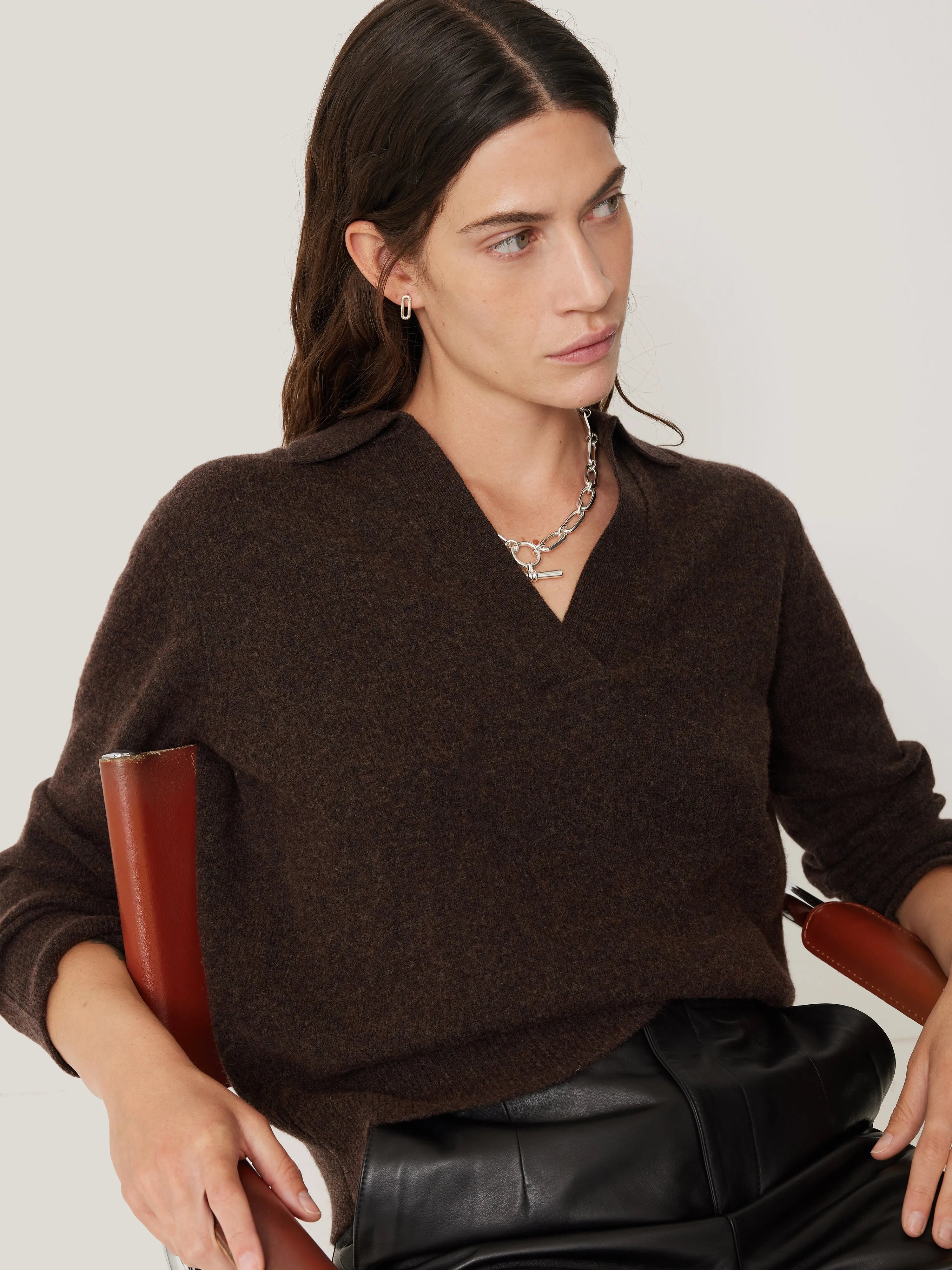 Compact Wool Collar Jumper | Brown sold by Jigsaw product image thumbnail 2