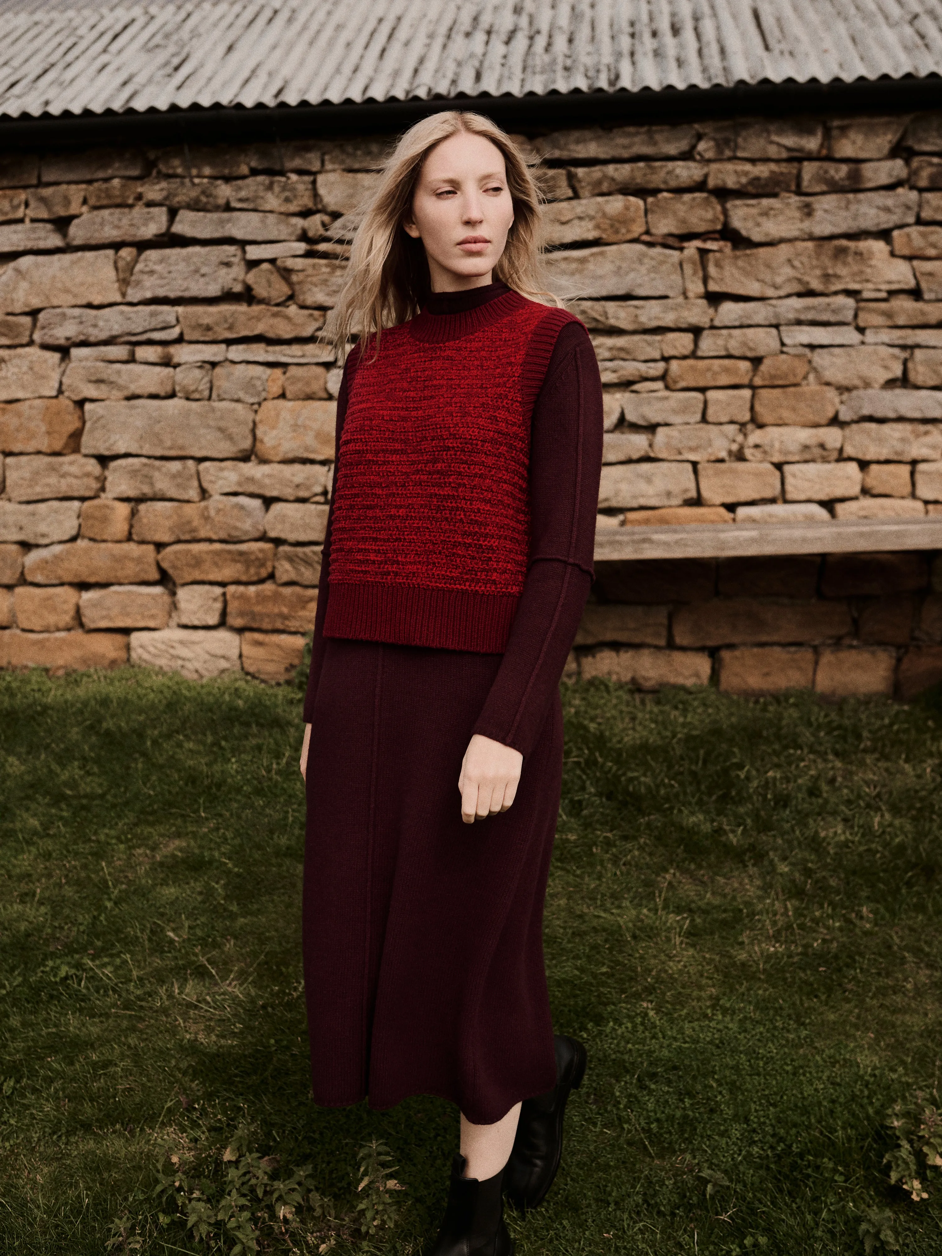 Perdi Knitted Tank | Red sold by Jigsaw