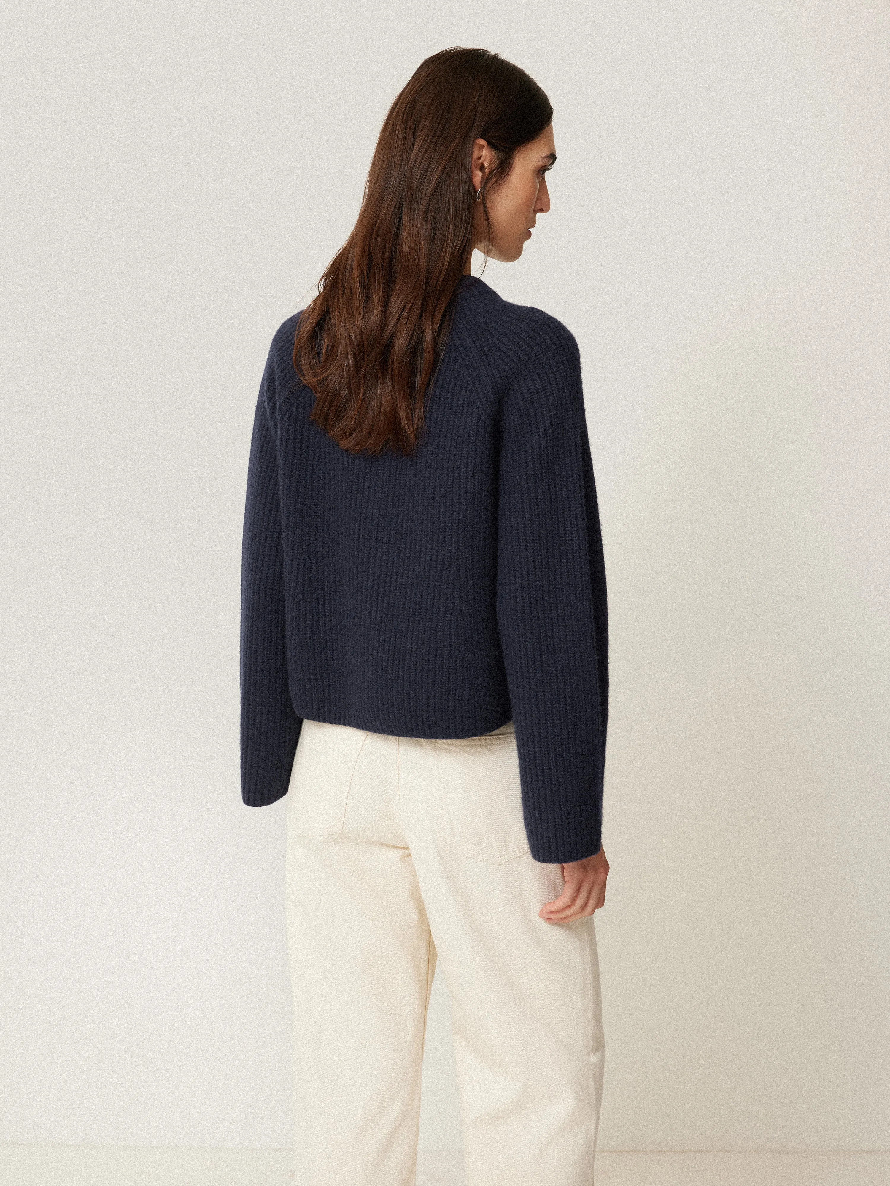 Wool Cashmere Blend Rib Cardigan | Navy sold by Jigsaw product image thumbnail 5