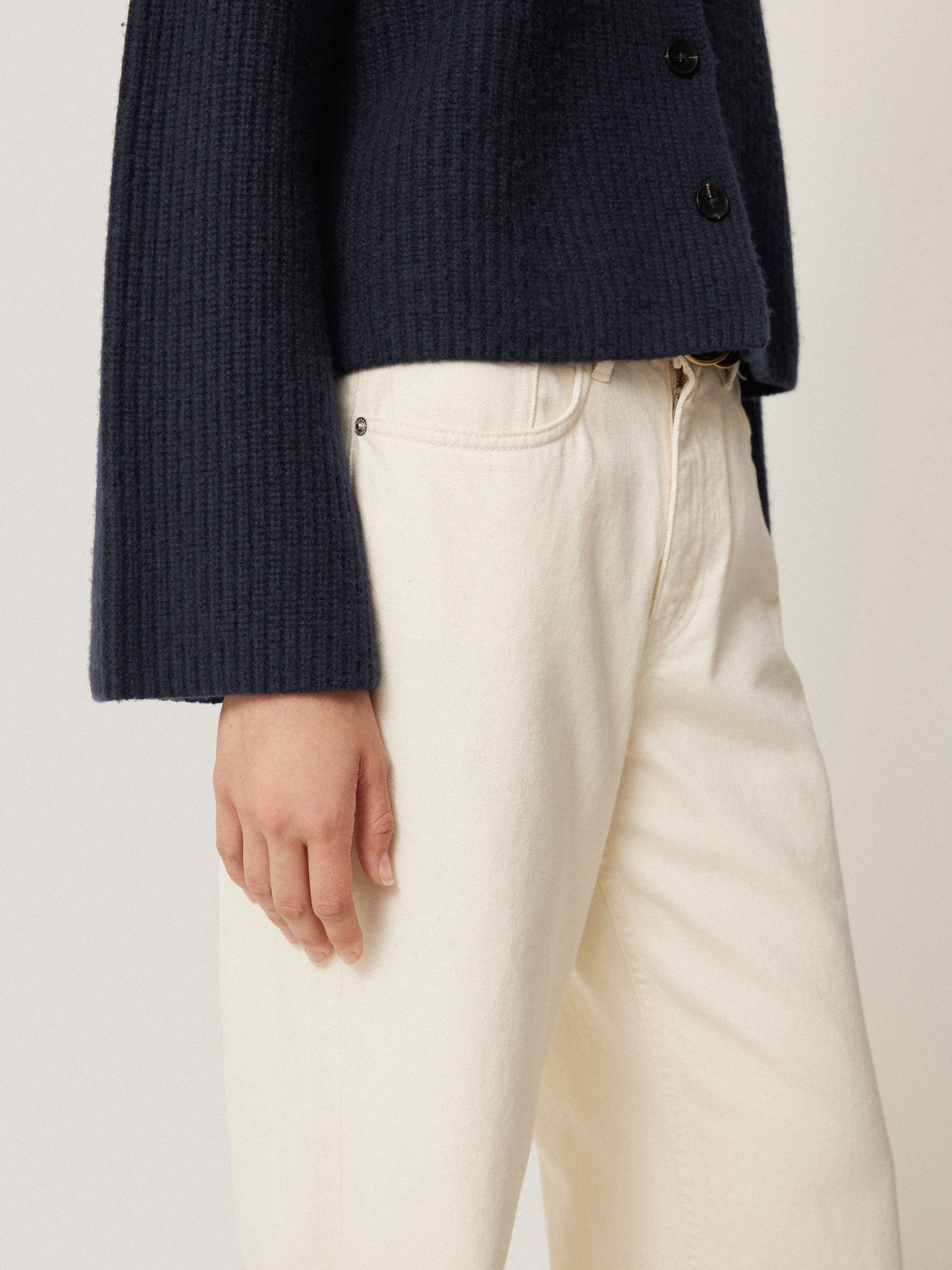 Wool Cashmere Blend Rib Cardigan | Navy sold by Jigsaw product image thumbnail 4