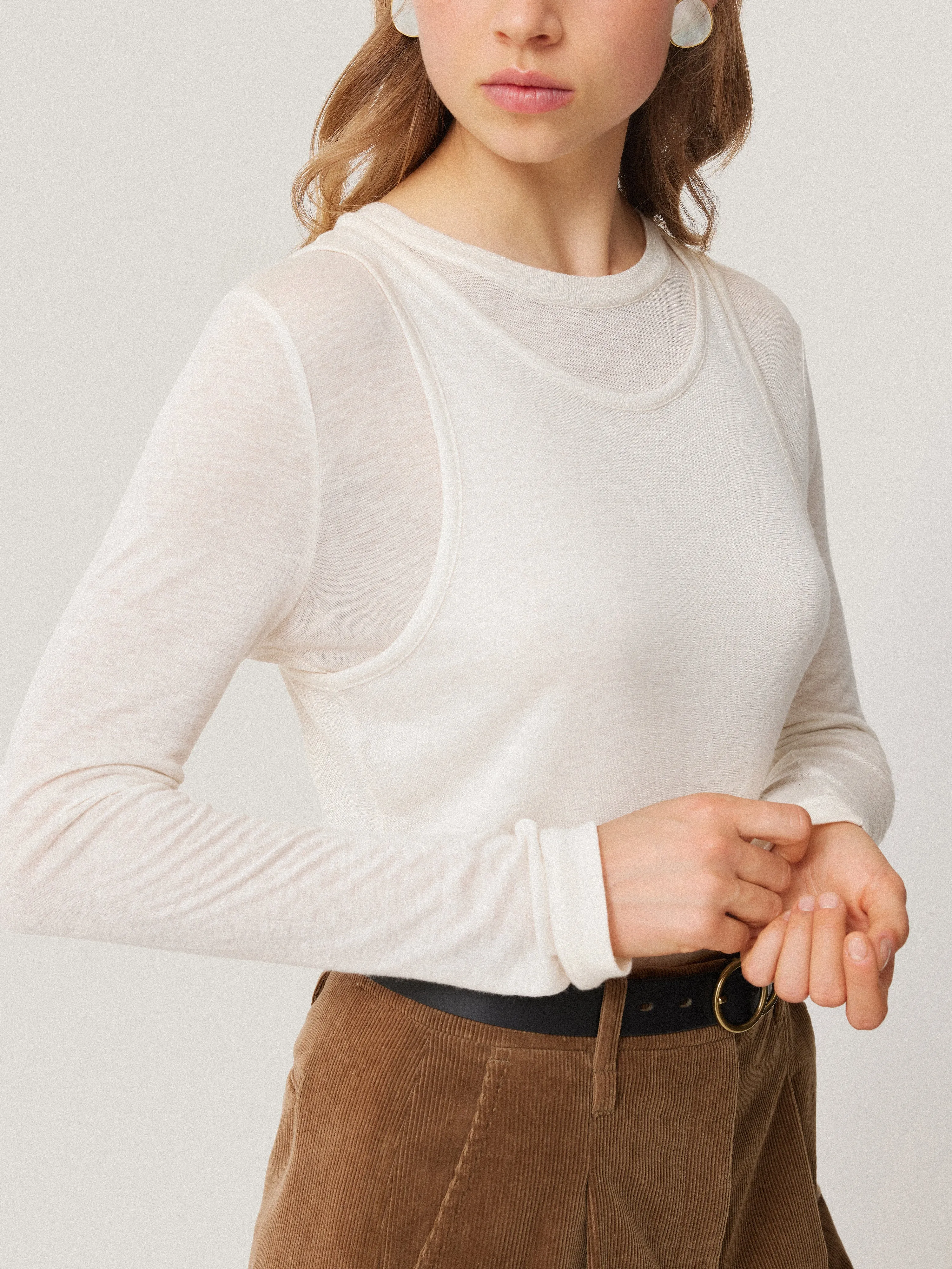 Layered 2-in-1 Top | Cream sold by Jigsaw product image thumbnail 3