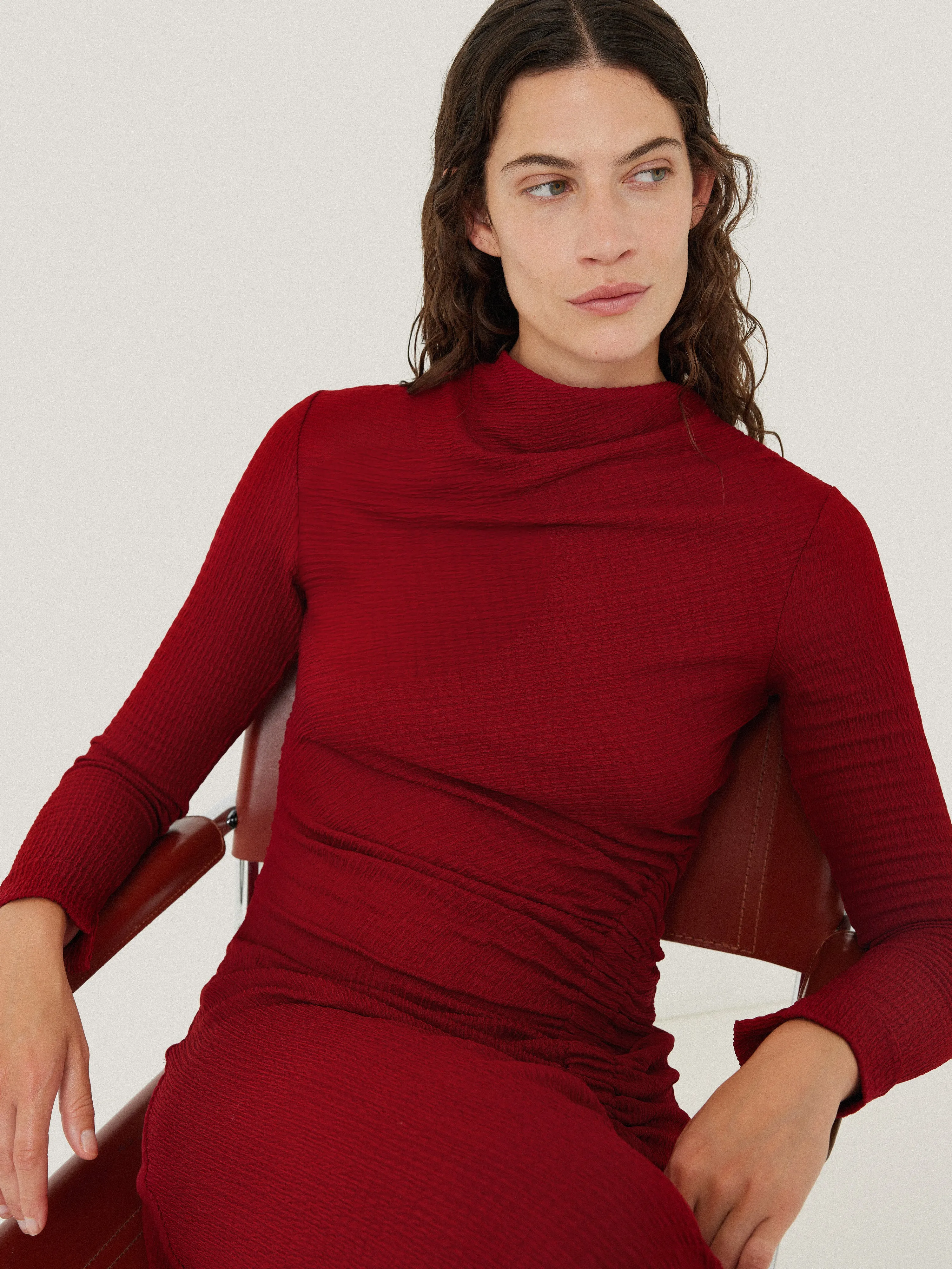 Crinkle Ruched Jersey Dress | Red sold by Jigsaw product image thumbnail 2
