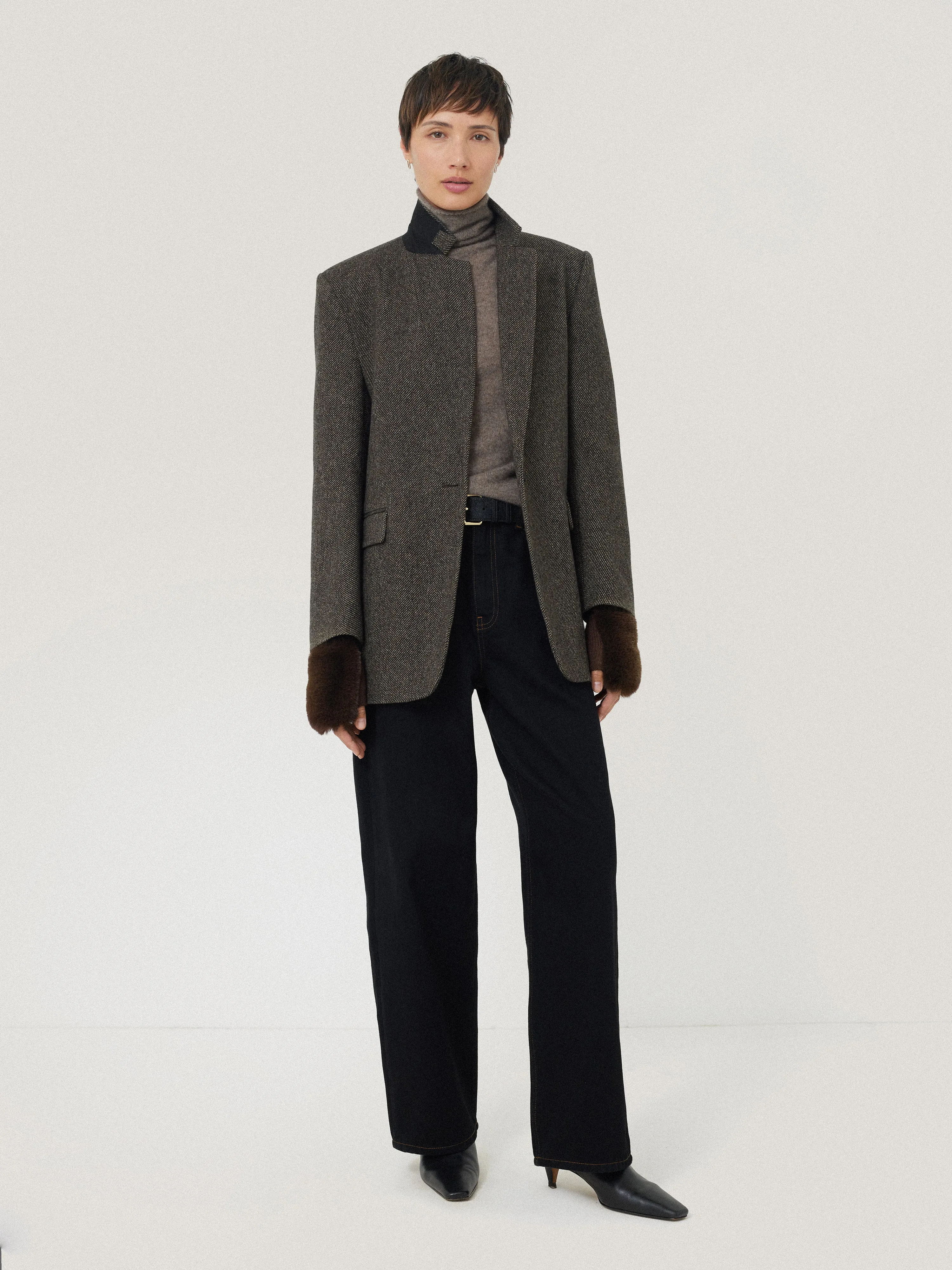 Faux Fur Mittens | Chocolate sold by Jigsaw product image thumbnail 2