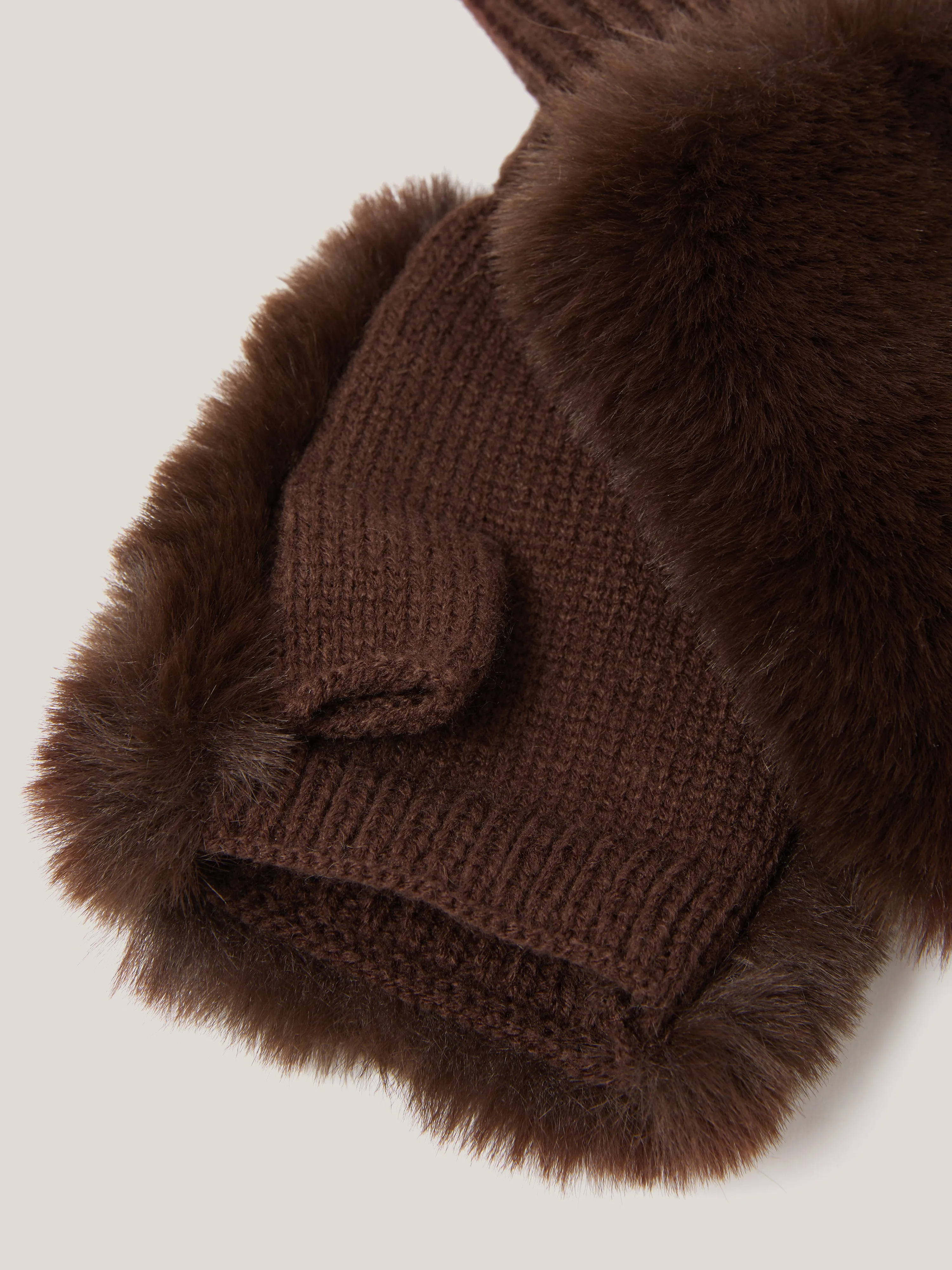 Faux Fur Mittens | Chocolate sold by Jigsaw product image thumbnail 3