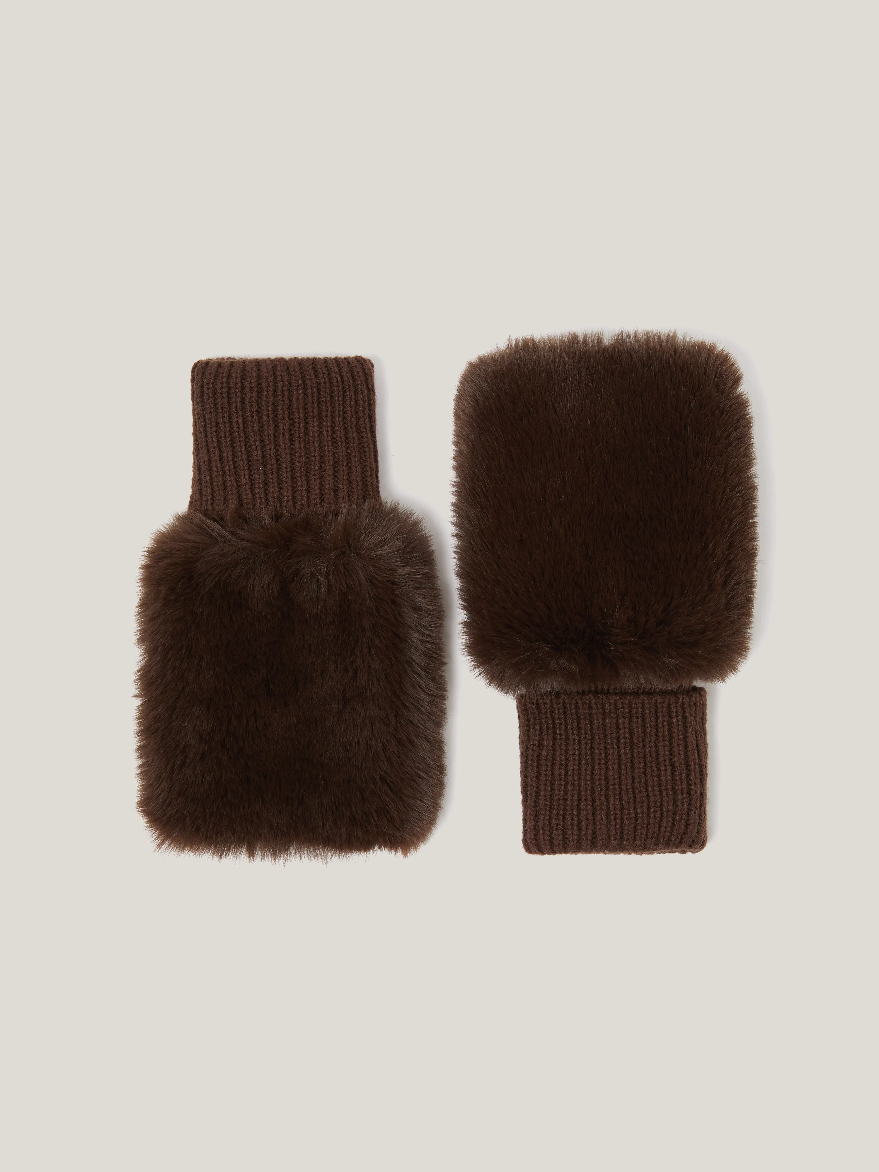 Faux Fur Mittens | Chocolate sold by Jigsaw product image thumbnail 5