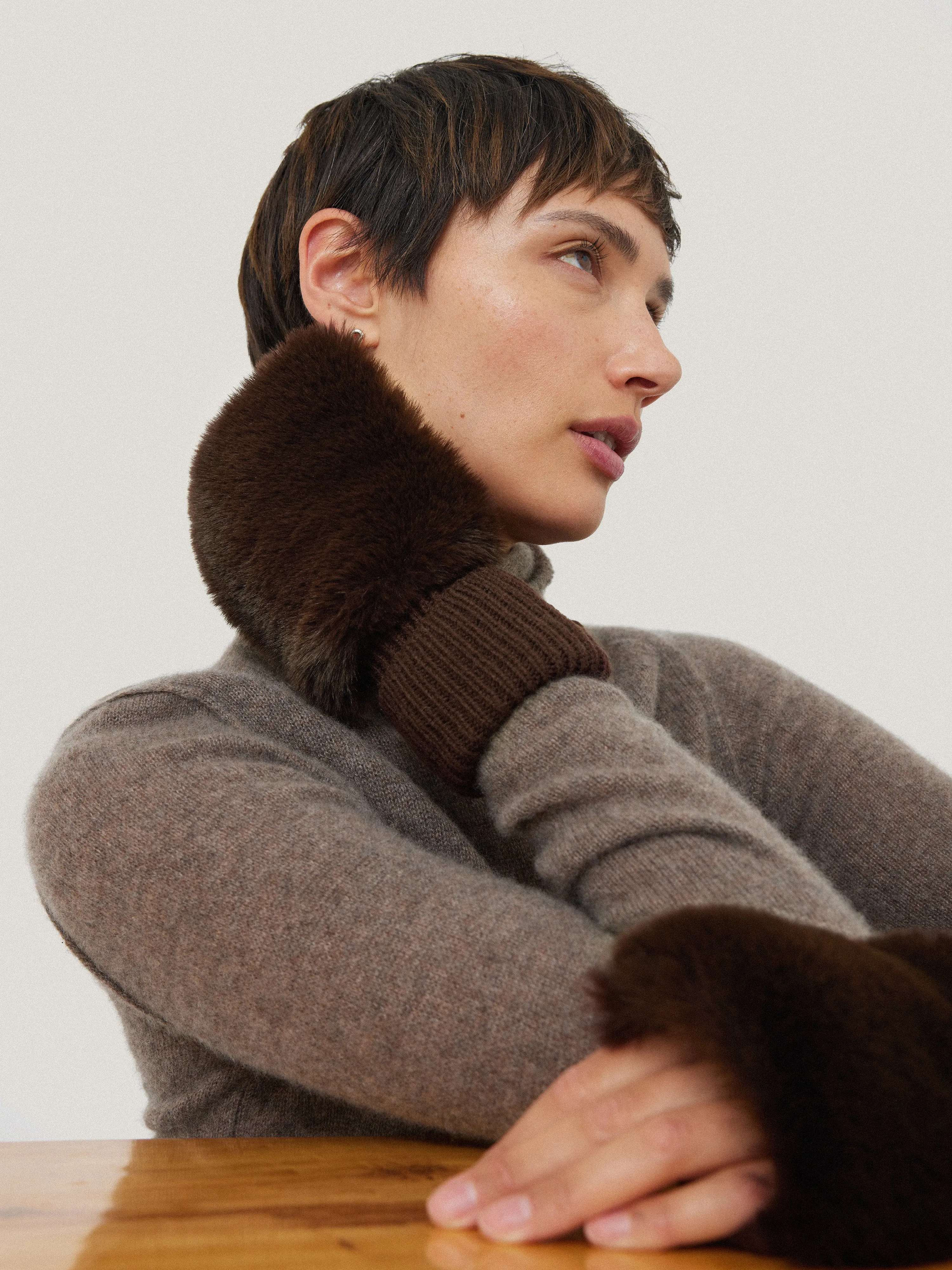 Faux Fur Mittens | Chocolate sold by Jigsaw product image thumbnail 4