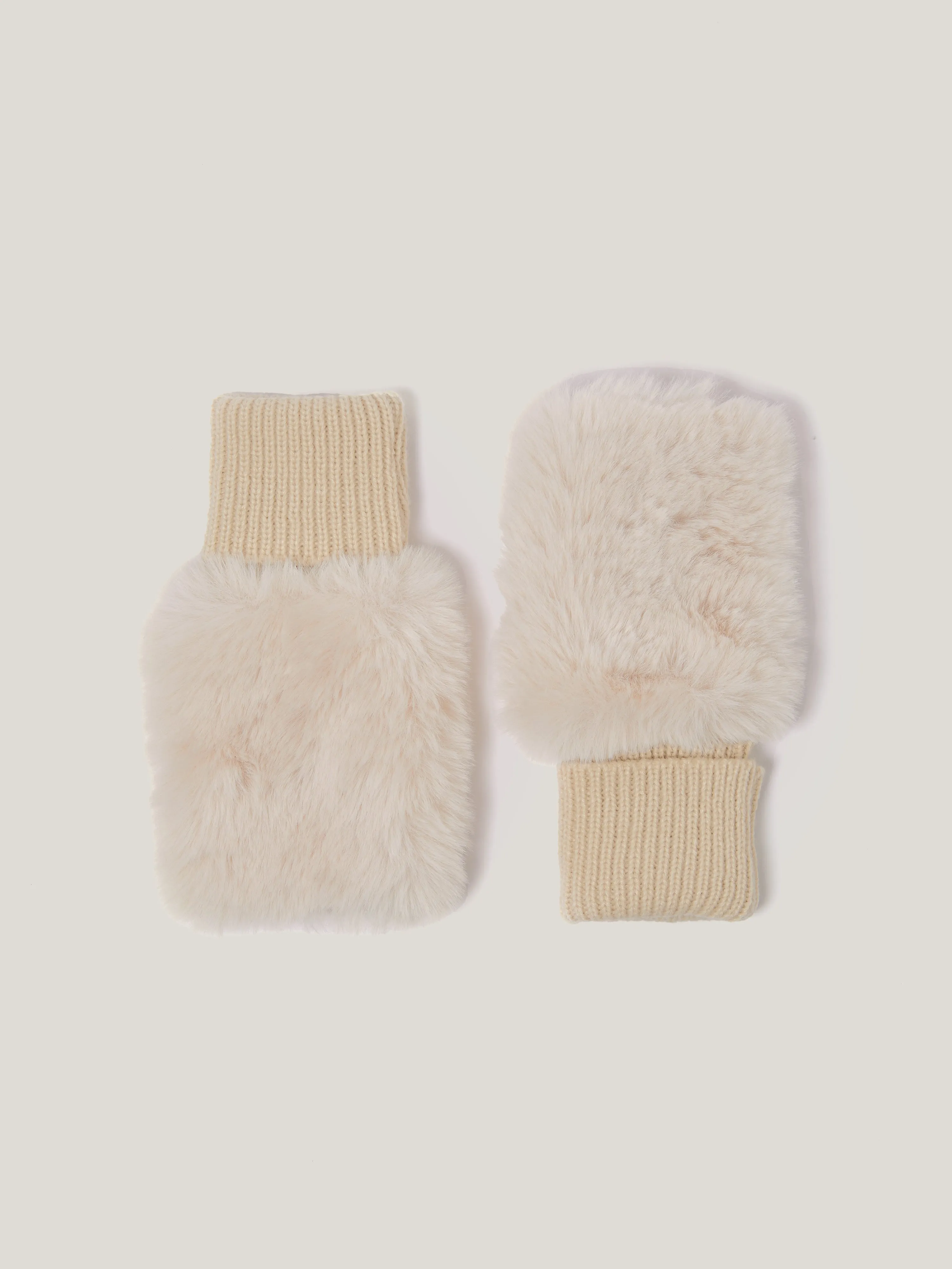Faux Fur Mittens | Cream sold by Jigsaw product image thumbnail 5
