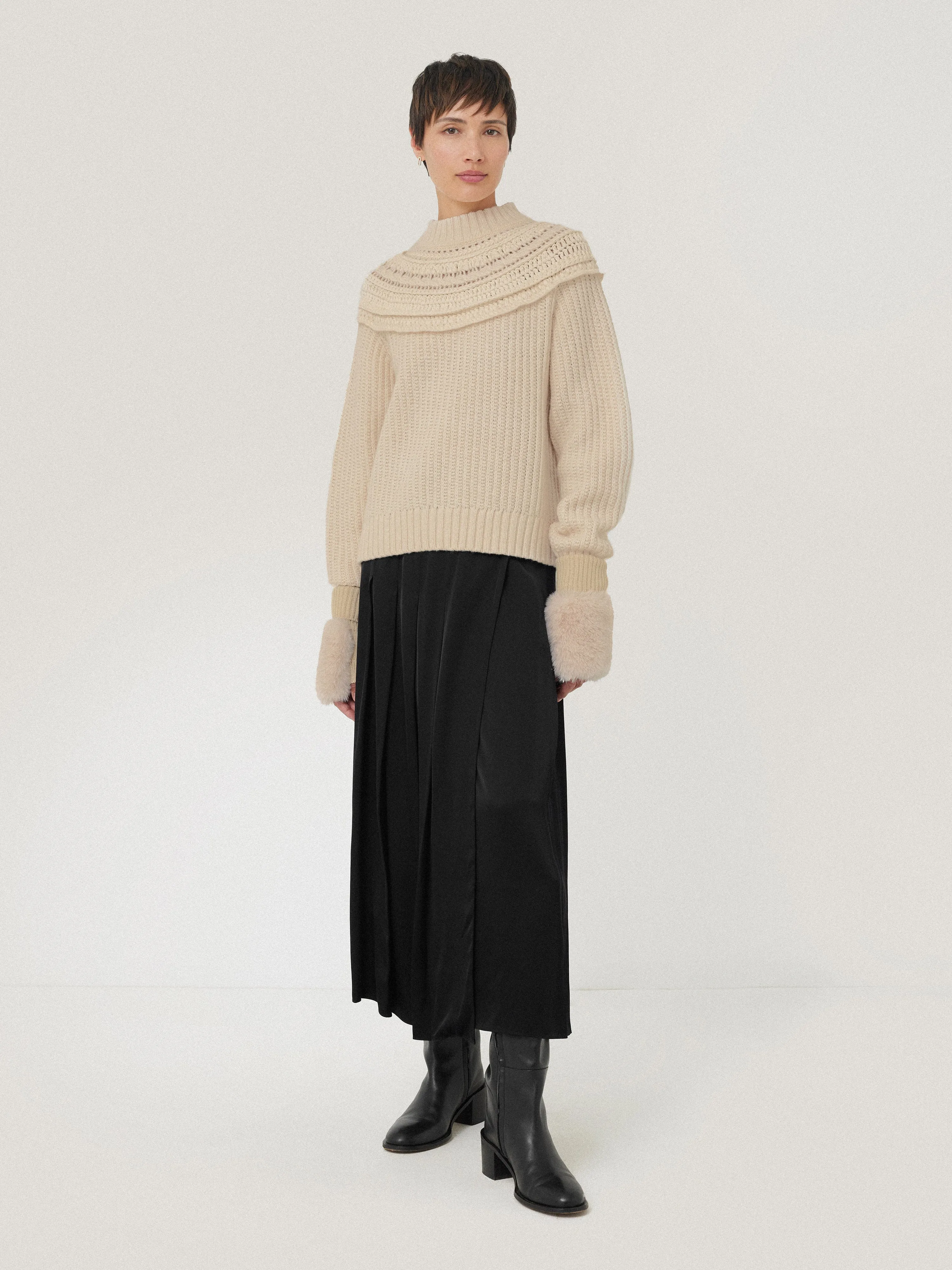 Faux Fur Mittens | Cream sold by Jigsaw product image thumbnail 2