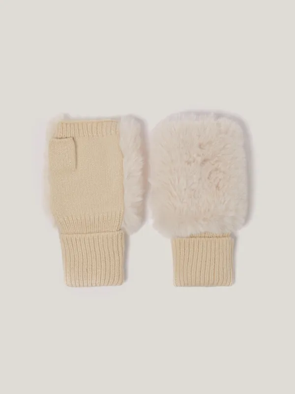 Faux Fur Mittens | Cream sold by Jigsaw