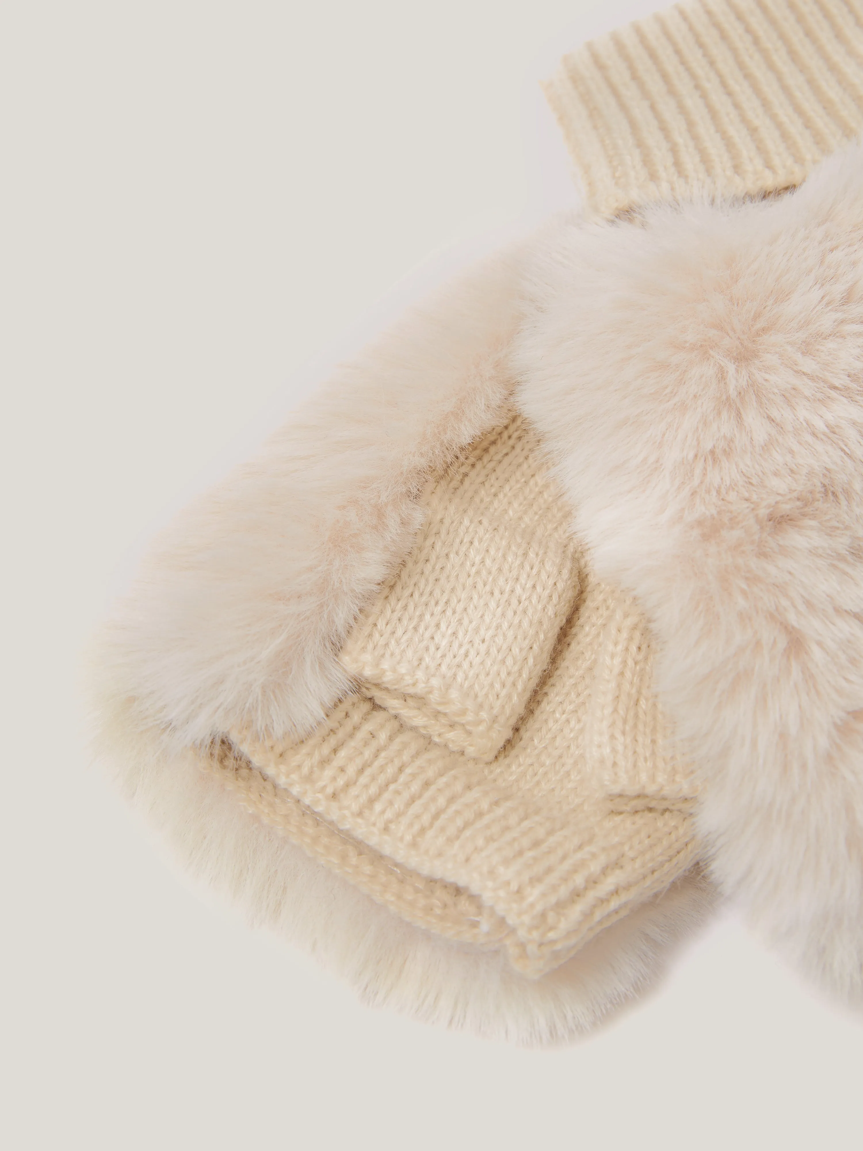 Faux Fur Mittens | Cream sold by Jigsaw product image thumbnail 3
