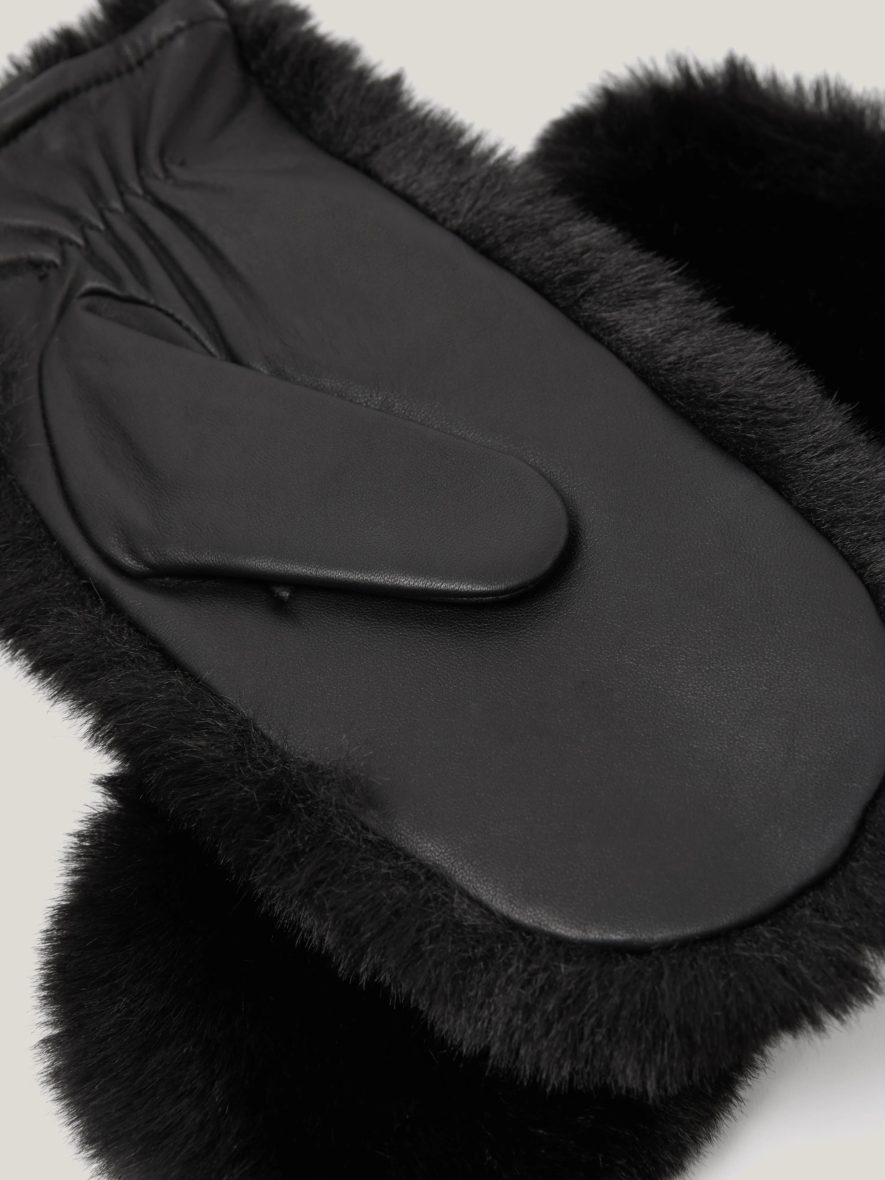 Faux Fur Leather Mitten | Black sold by Jigsaw product image thumbnail 3