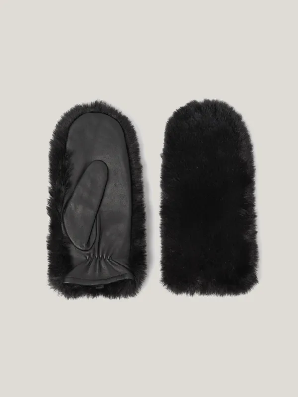 Faux Fur Leather Mitten | Black sold by Jigsaw