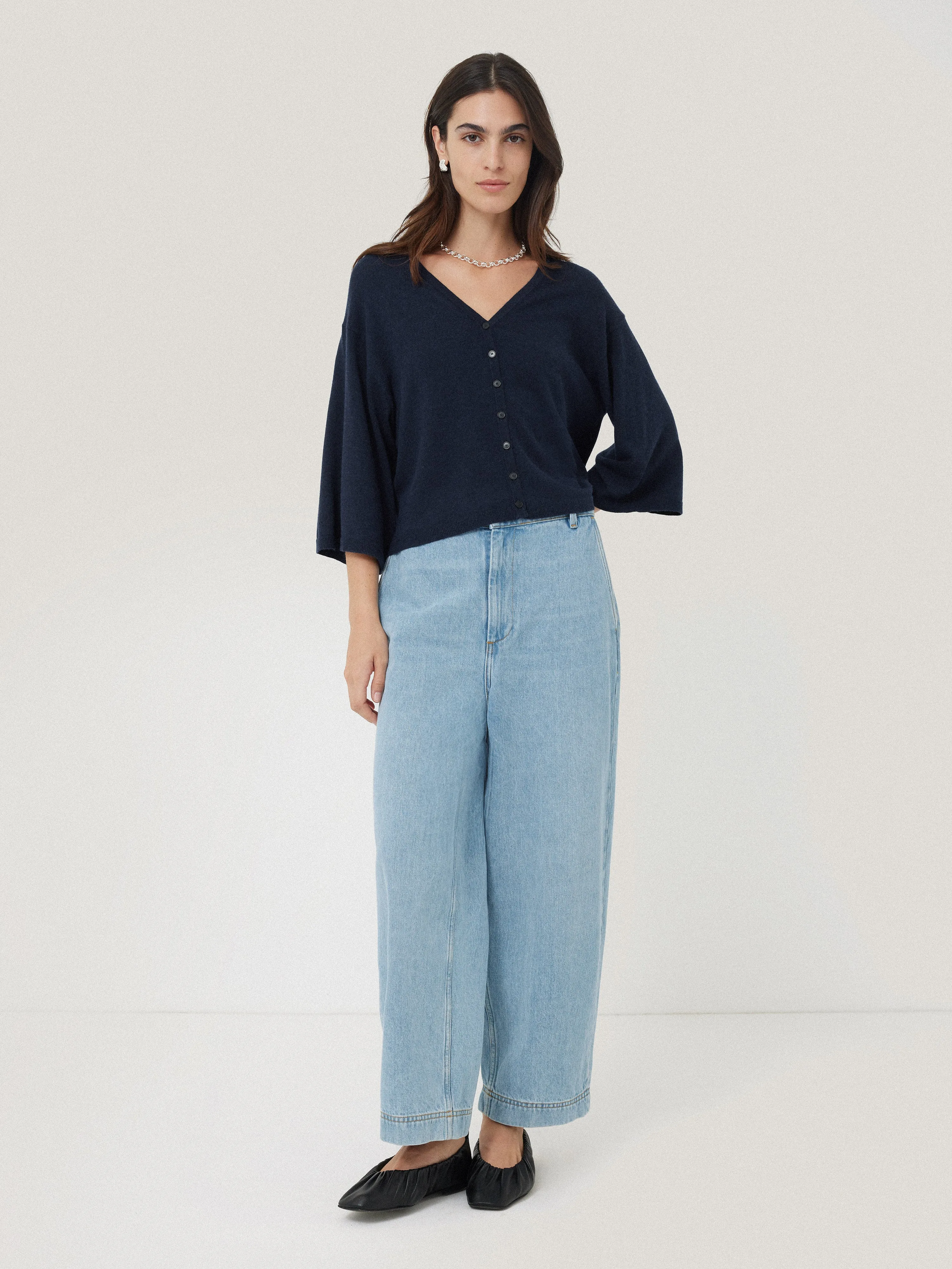 Lightweight V Neck Cardigan | Navy sold by Jigsaw product image thumbnail 3