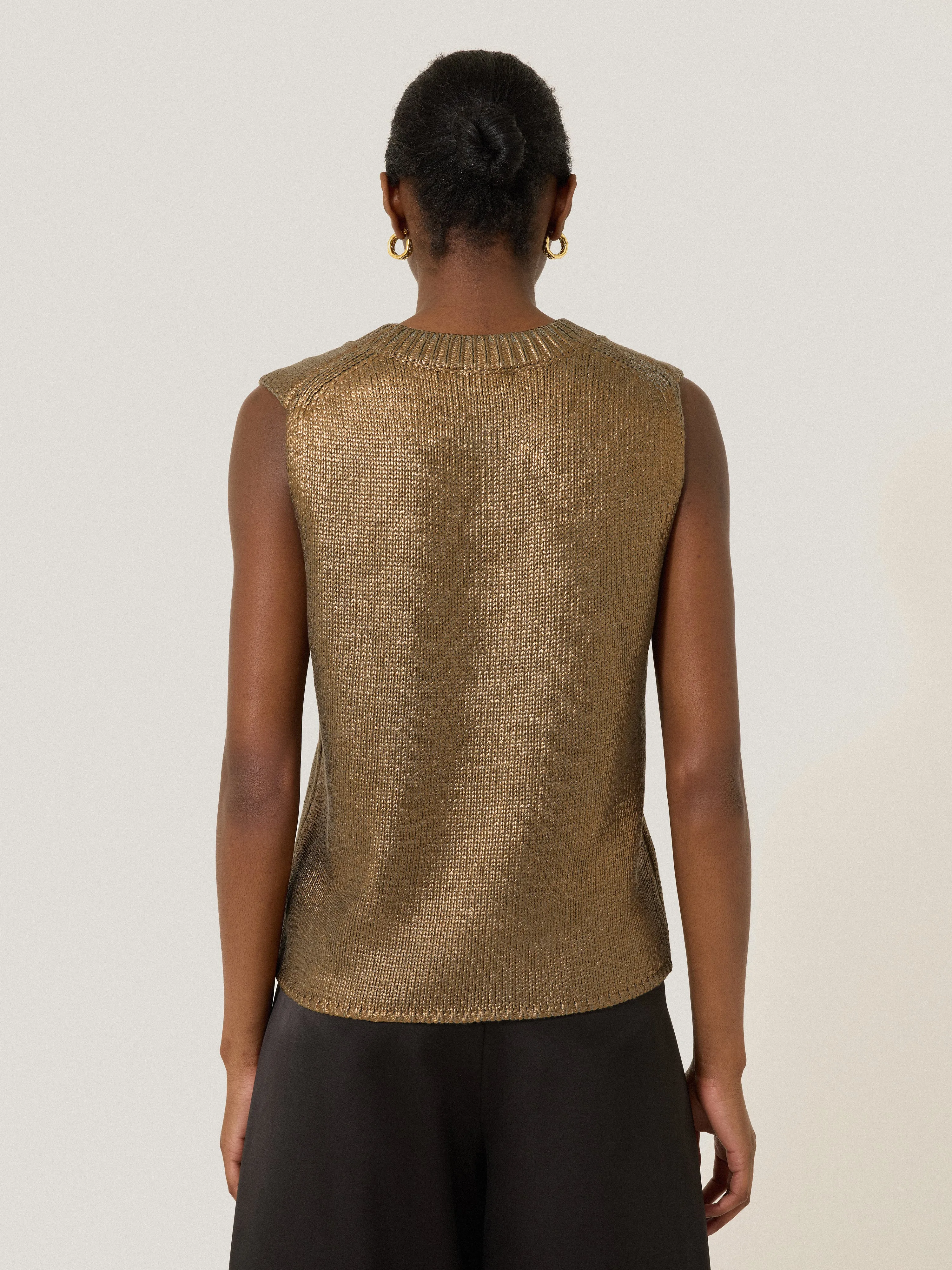 Cotton Metallic Crew Tank | Gold sold by Jigsaw product image thumbnail 4