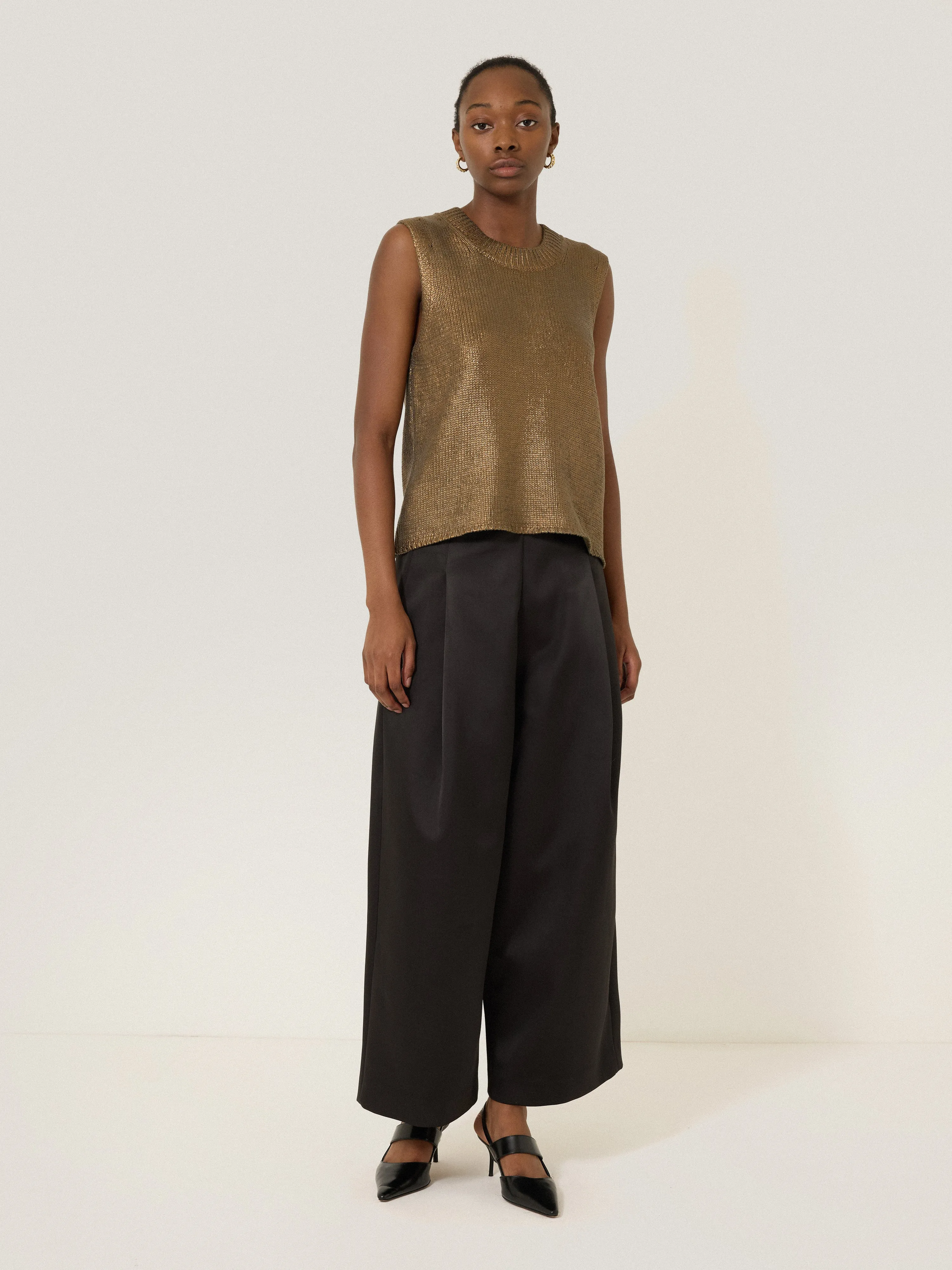 Cotton Metallic Crew Tank | Gold sold by Jigsaw product image thumbnail 3