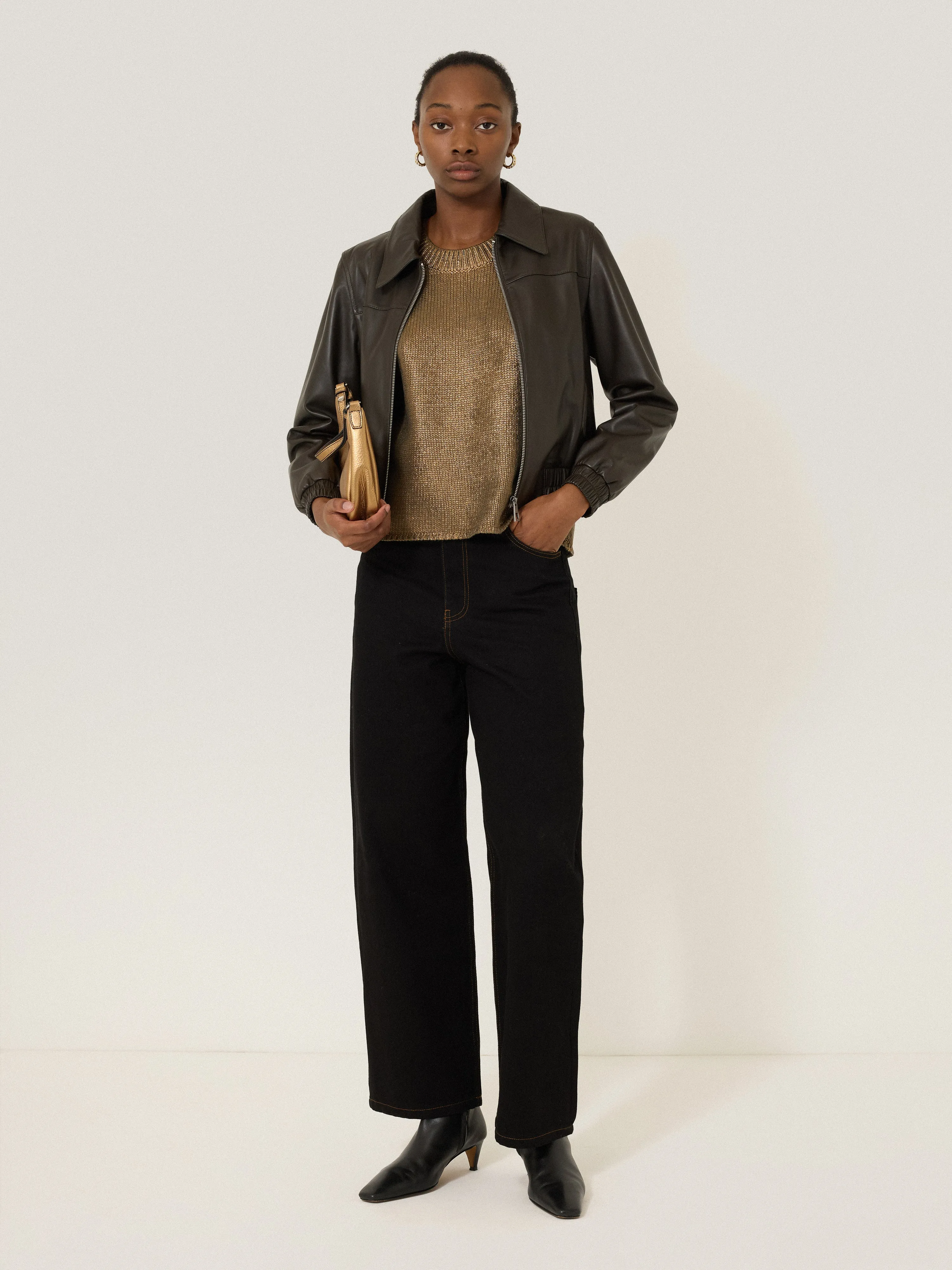 Cotton Metallic Crew Tank | Gold sold by Jigsaw product image thumbnail 5