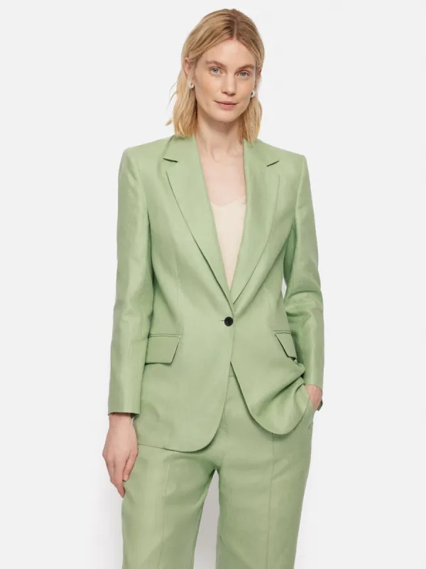 Irish Linen Twill Gibson Jacket | Green sold by Jigsaw