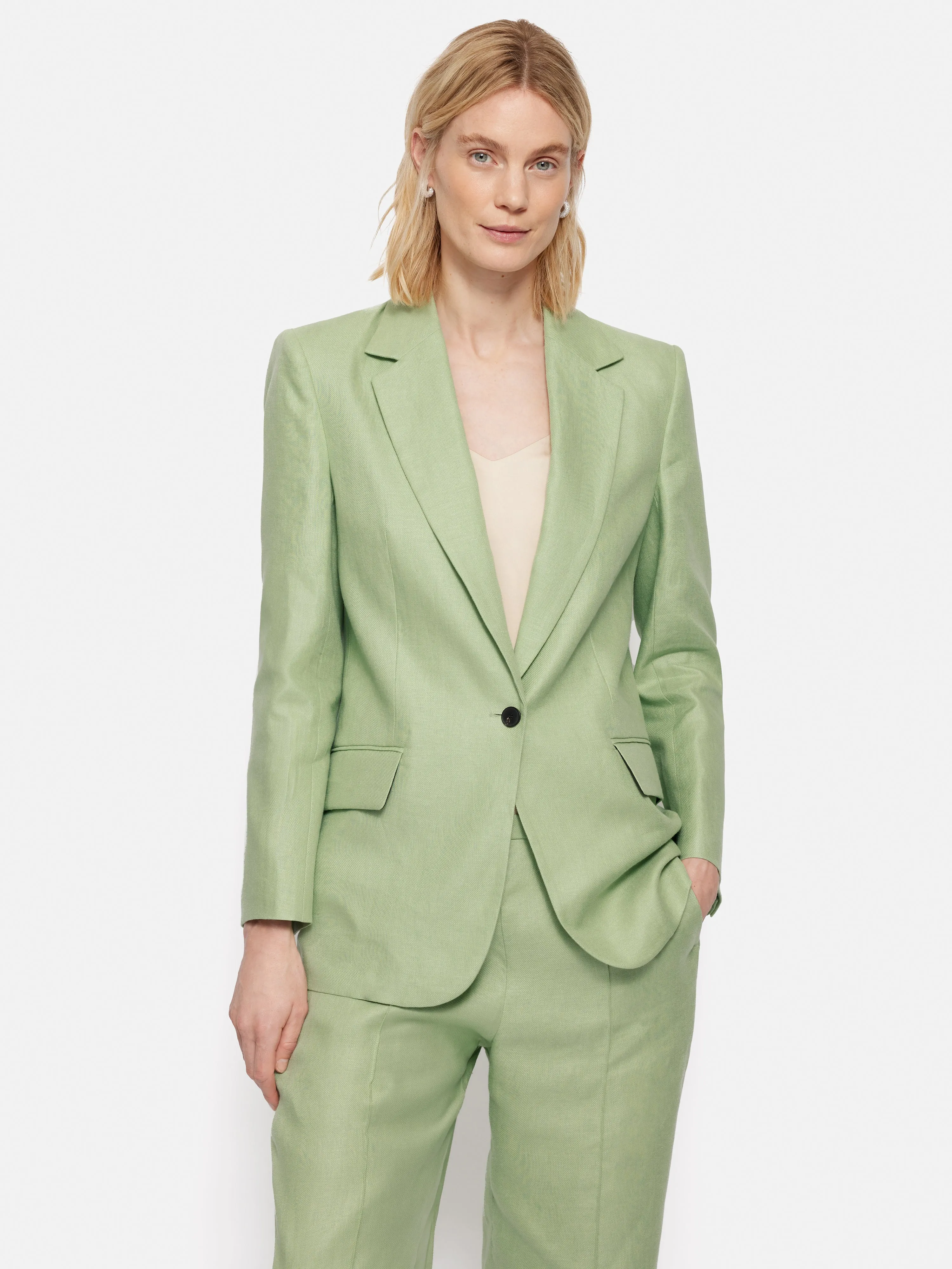 Jigsaw Irish Linen Twill Gibson Jacket Green Parallel