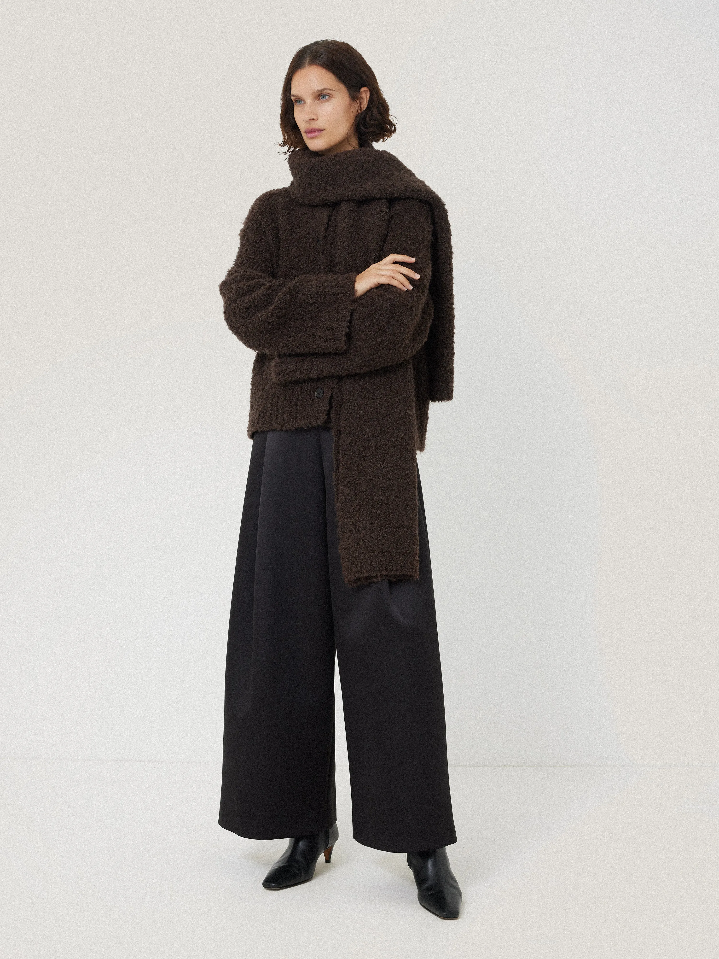 Cosy Boucle Scarf Cardi | Brown sold by Jigsaw product image thumbnail 3