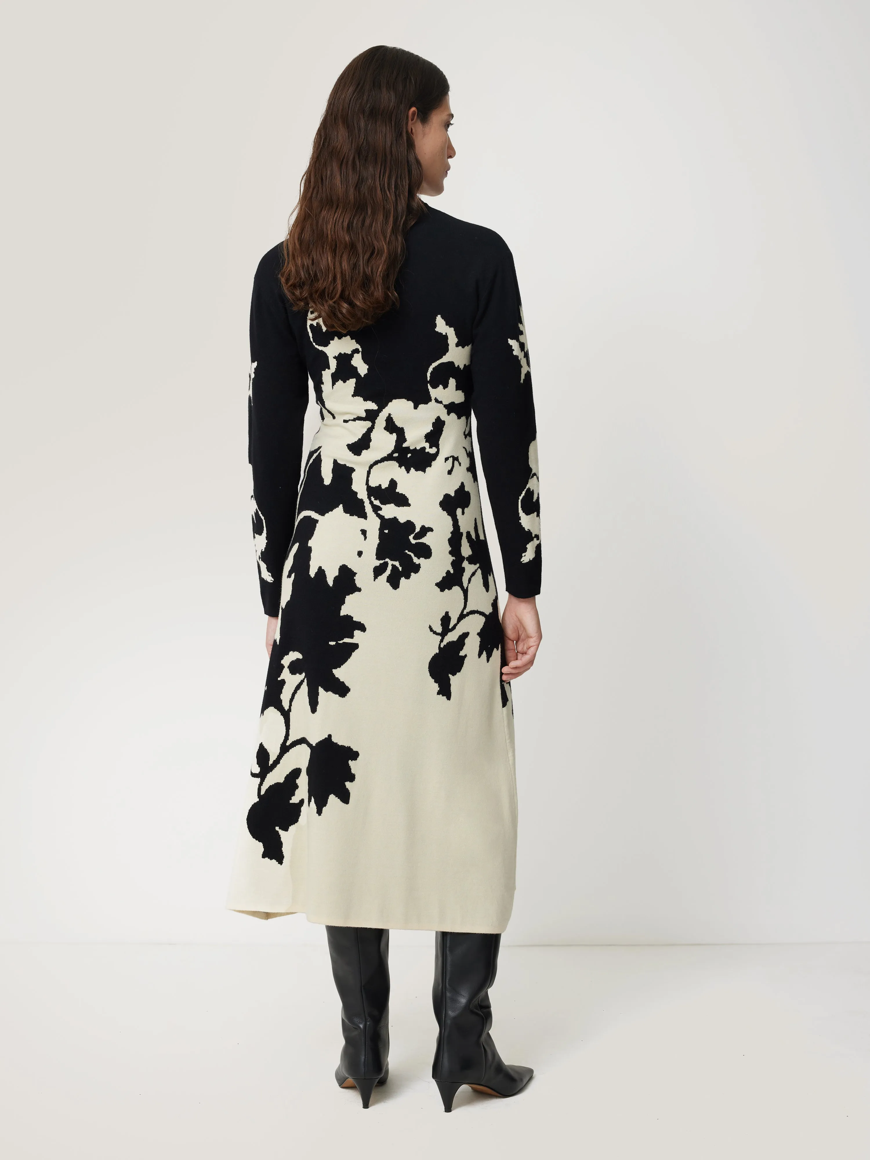 Floral Jacquard Knitted Dress | Monochrome sold by Jigsaw product image thumbnail 4