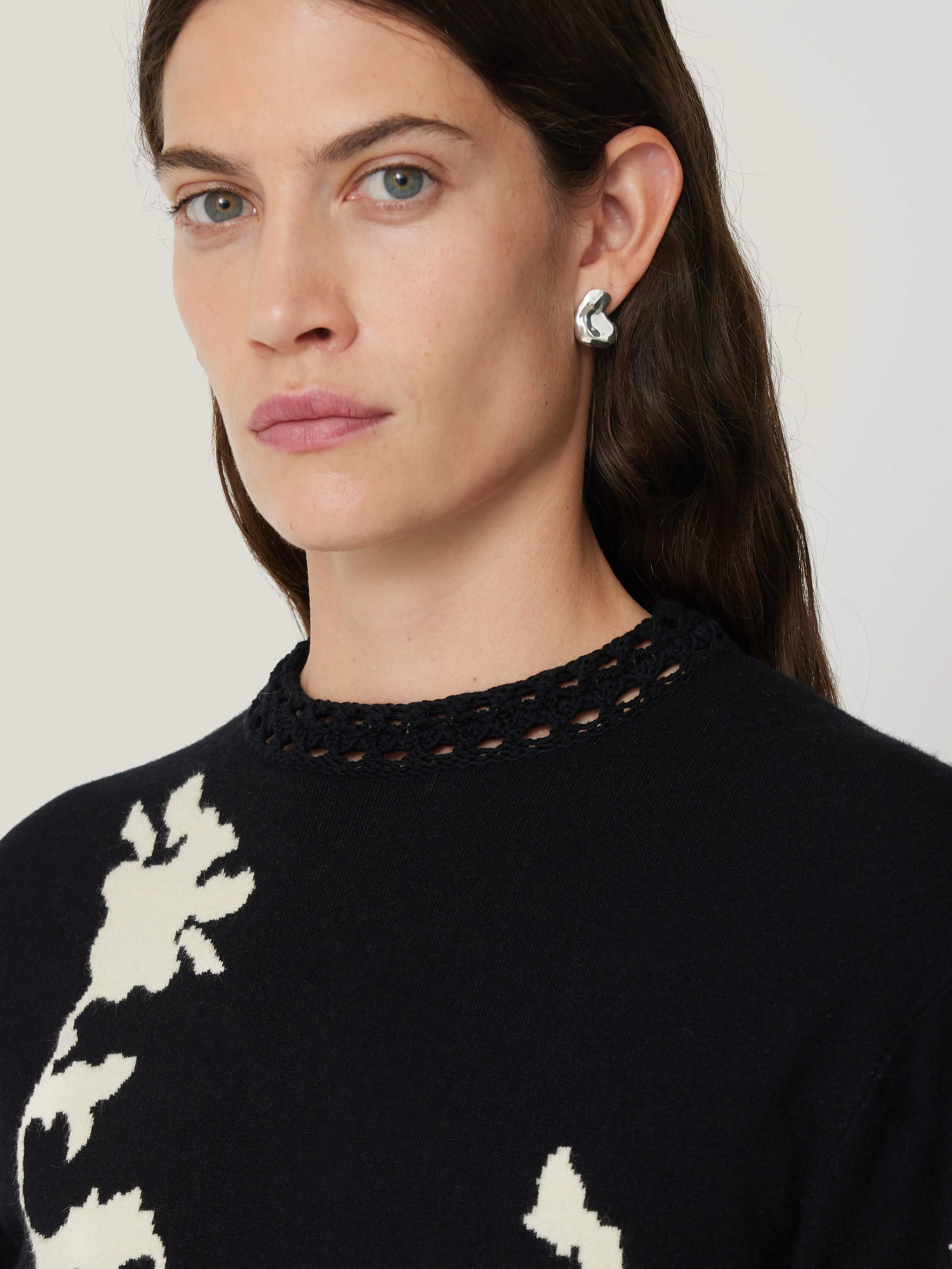 Floral Jacquard Knitted Dress | Monochrome sold by Jigsaw product image thumbnail 3
