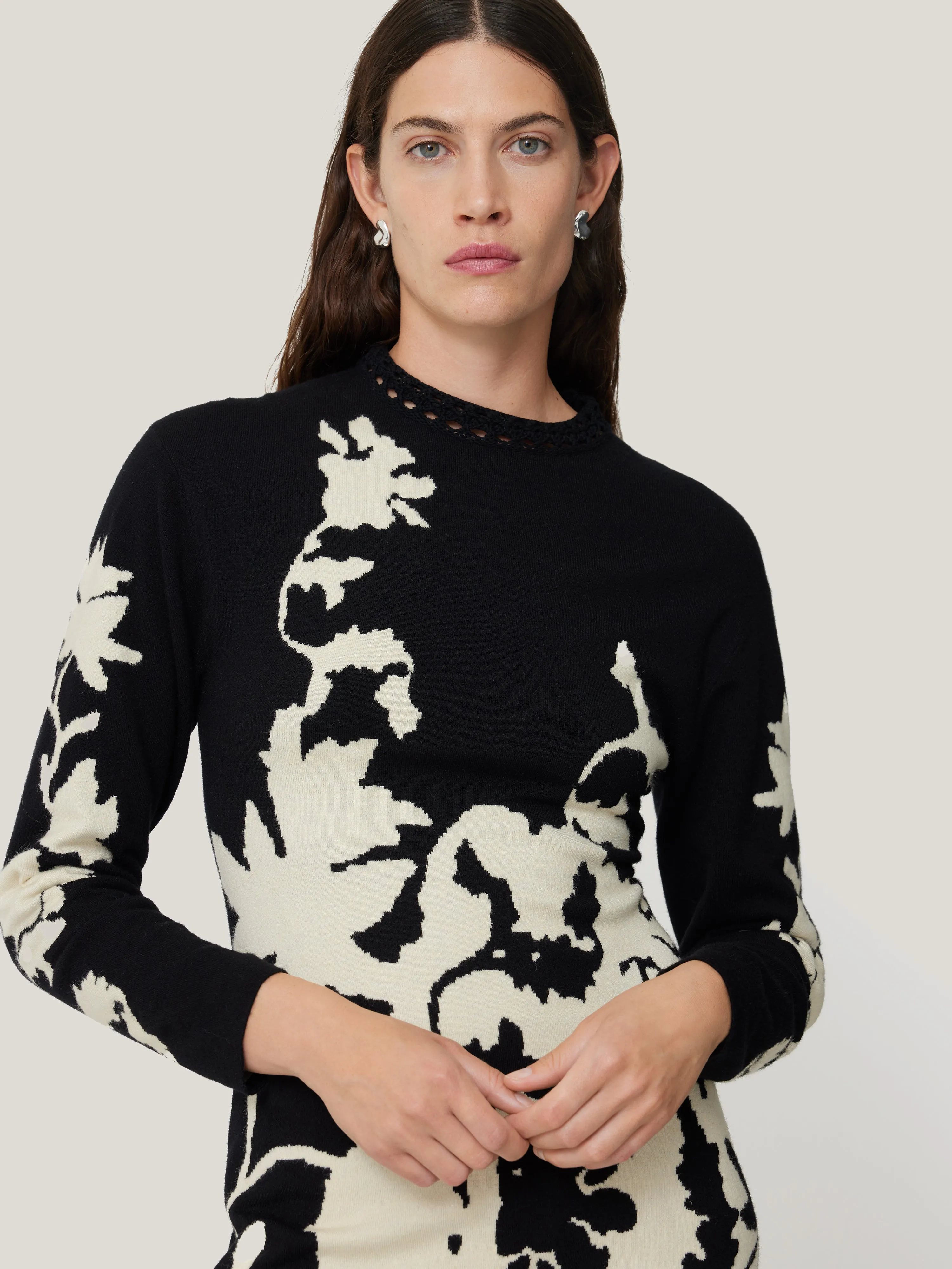 Floral Jacquard Knitted Dress | Monochrome sold by Jigsaw product image thumbnail 2