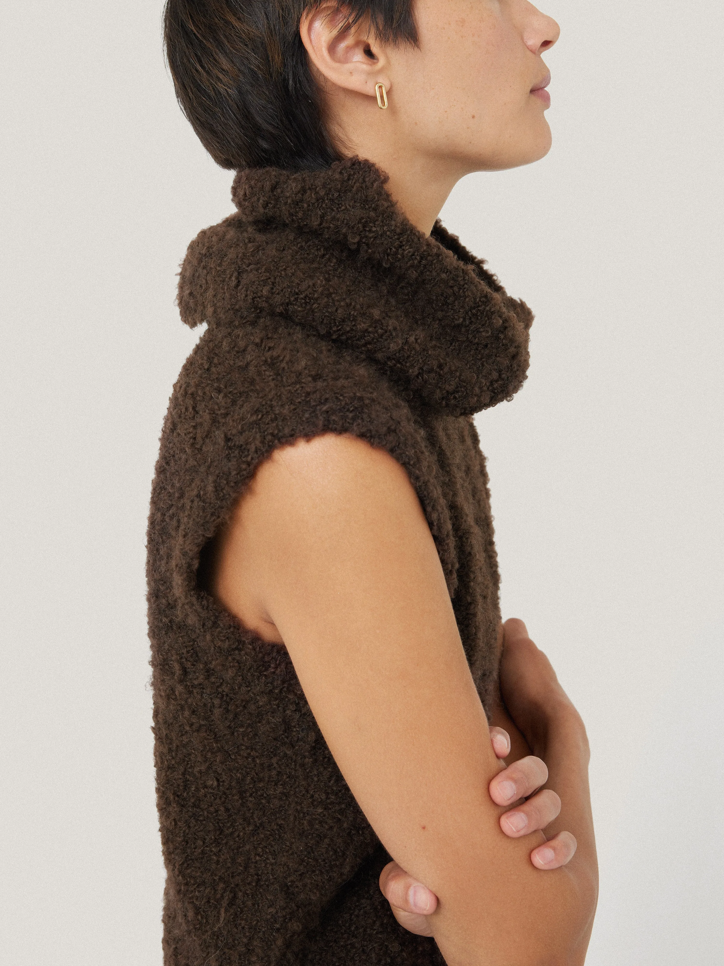 Cosy Boucle Tank and Snood | Brown sold by Jigsaw product image thumbnail 2