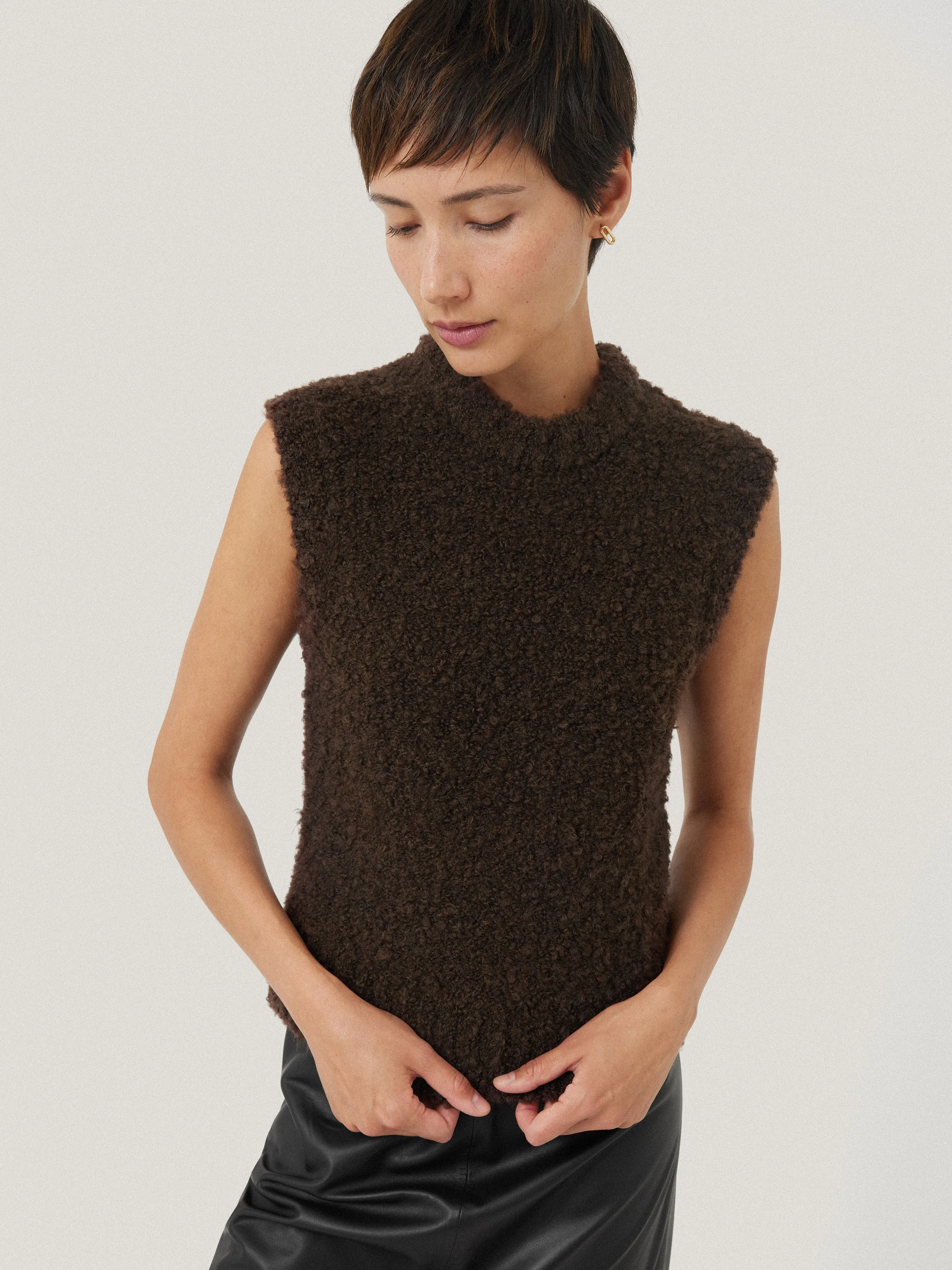 Cosy Boucle Tank and Snood | Brown sold by Jigsaw product image thumbnail 4