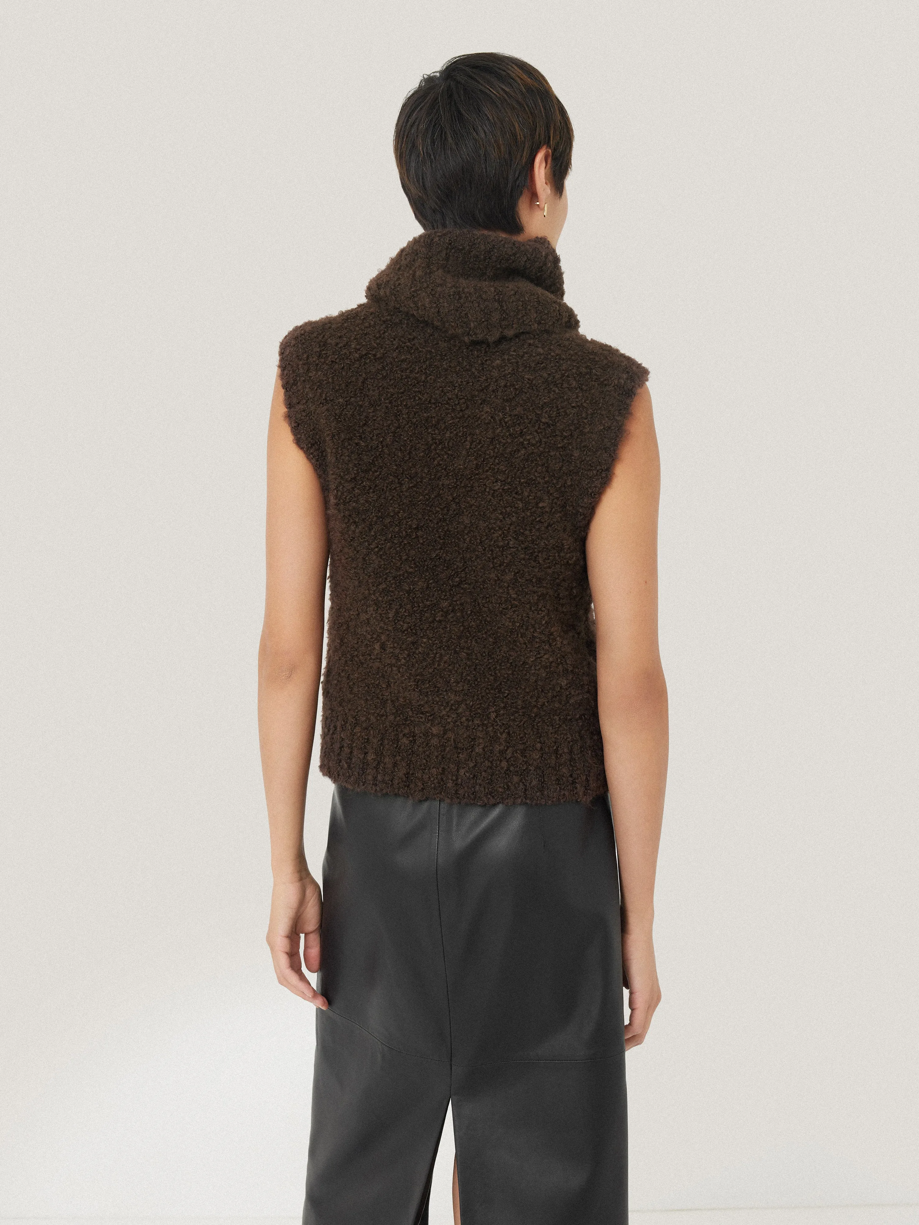 Cosy Boucle Tank and Snood | Brown sold by Jigsaw product image thumbnail 5