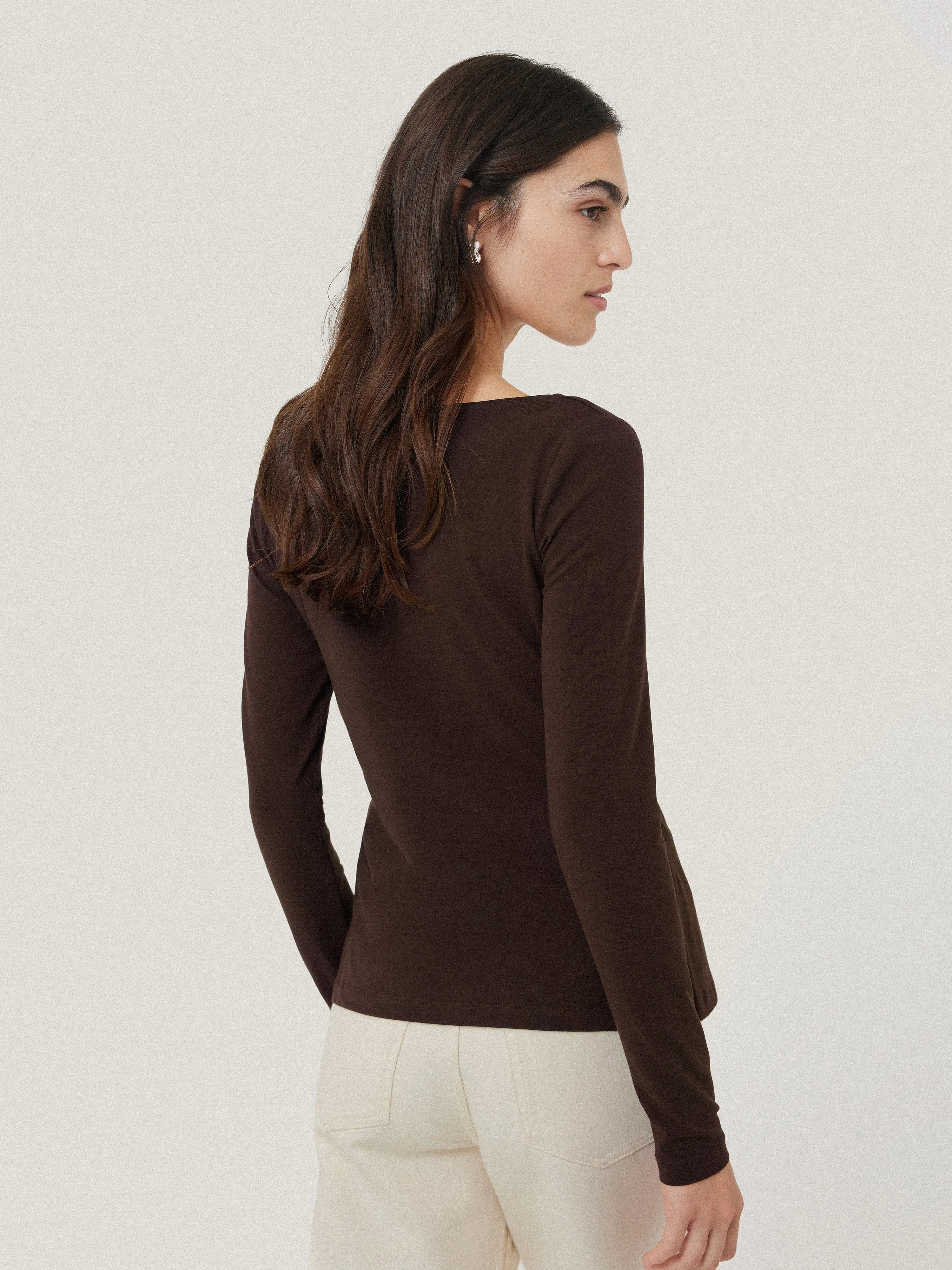 Double Front Ballet Neck Top | Brown sold by Jigsaw product image thumbnail 5
