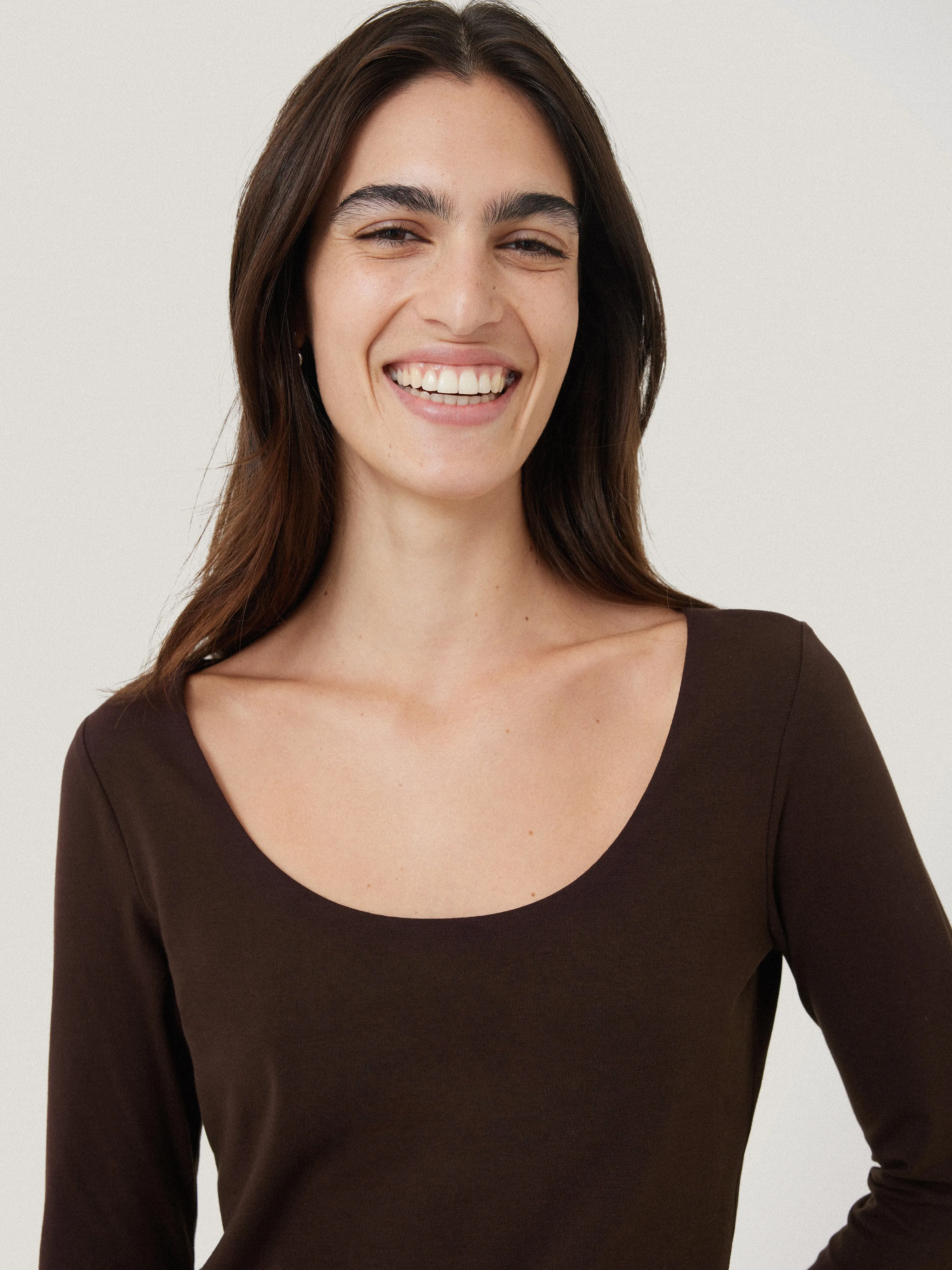 Double Front Ballet Neck Top | Brown sold by Jigsaw product image thumbnail 2