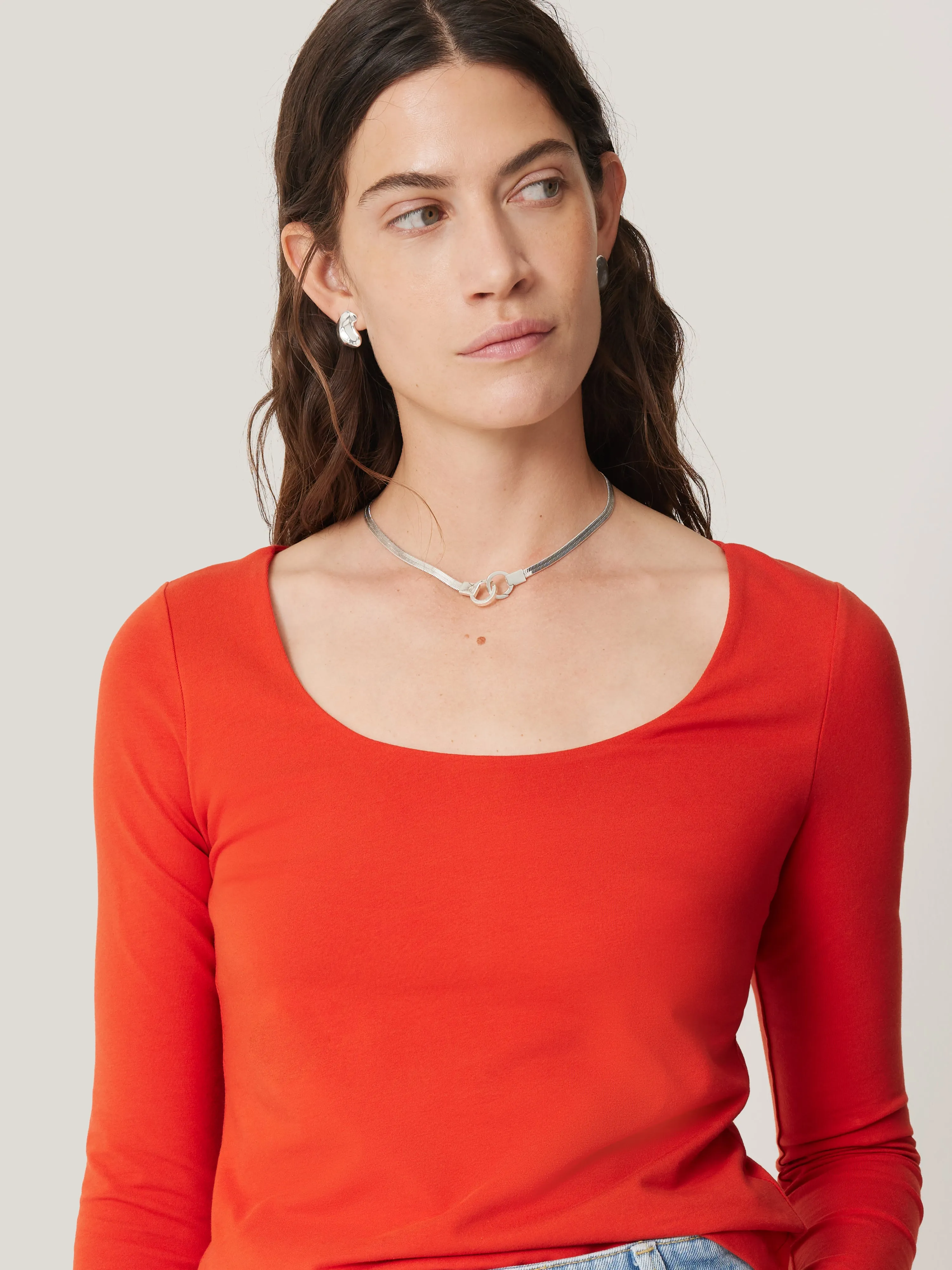 Double Front Ballet Neck Top | Spice Orange sold by Jigsaw product image thumbnail 2